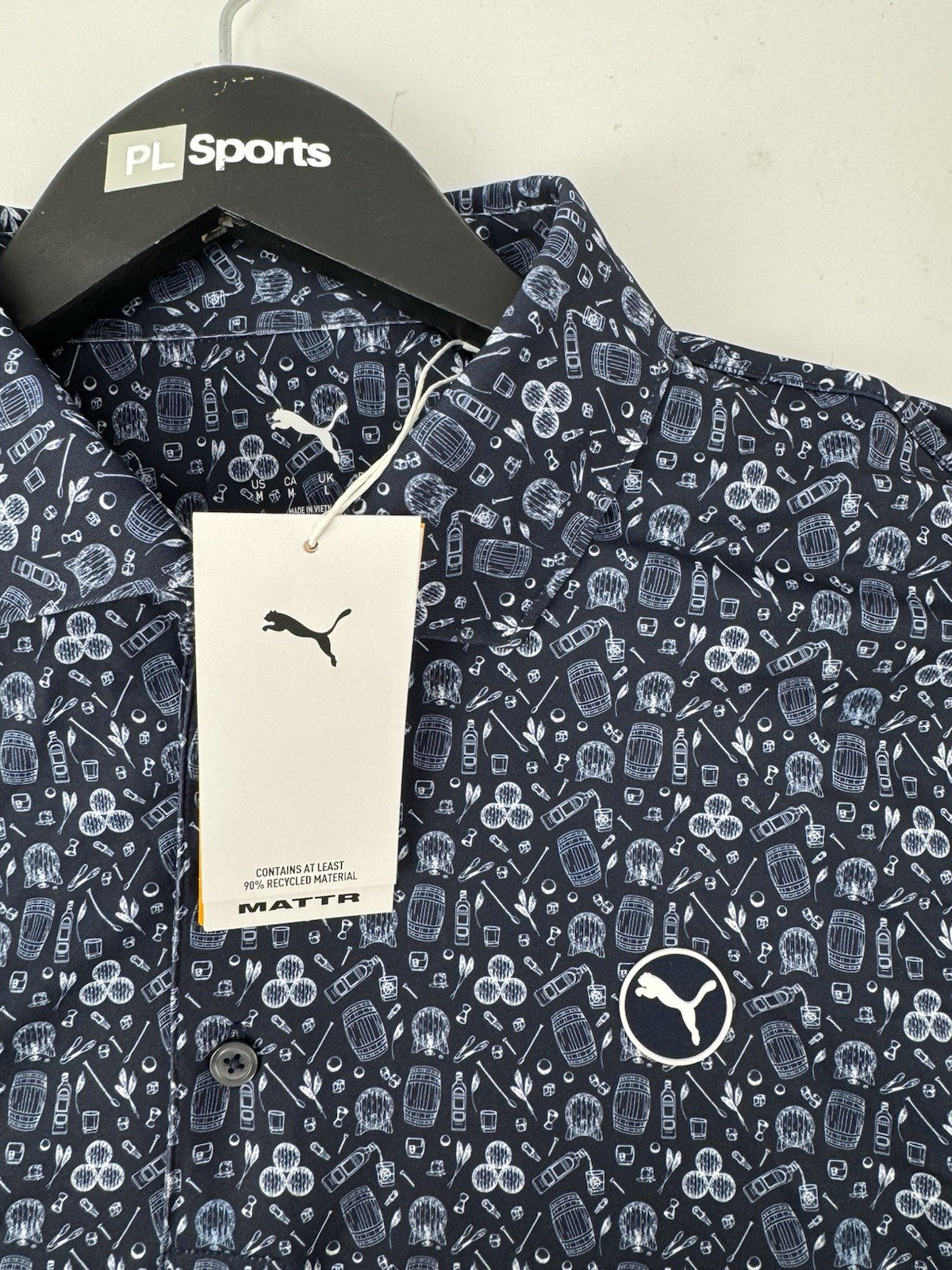 Puma Golf Mens Polo Shirt Mattr Palm Port Polo UK Mens Size Large Navy/353976