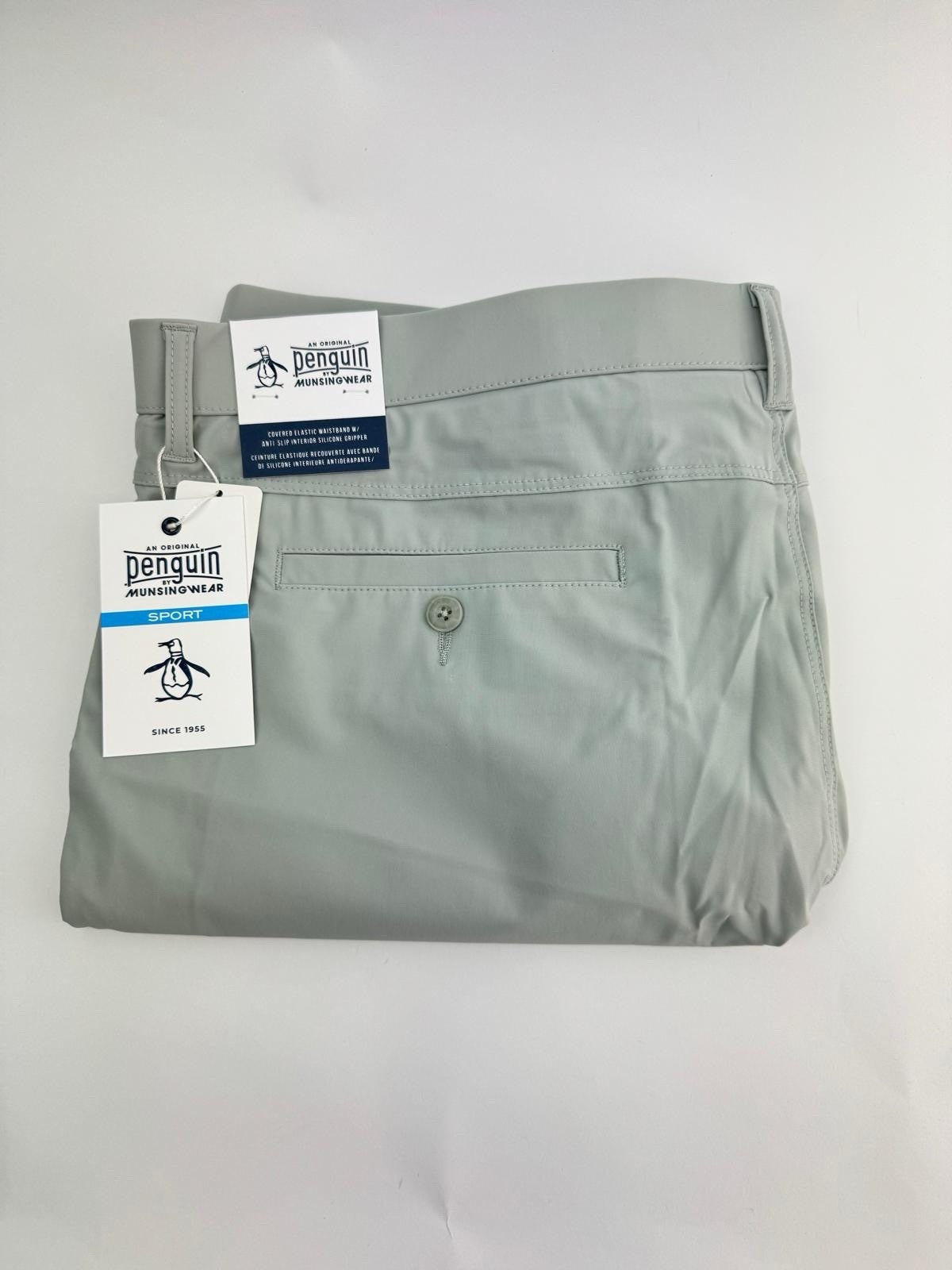 Men’s Original Penguin The Player 9” Golf Shorts Quarry Grey Size 38” New/306390
