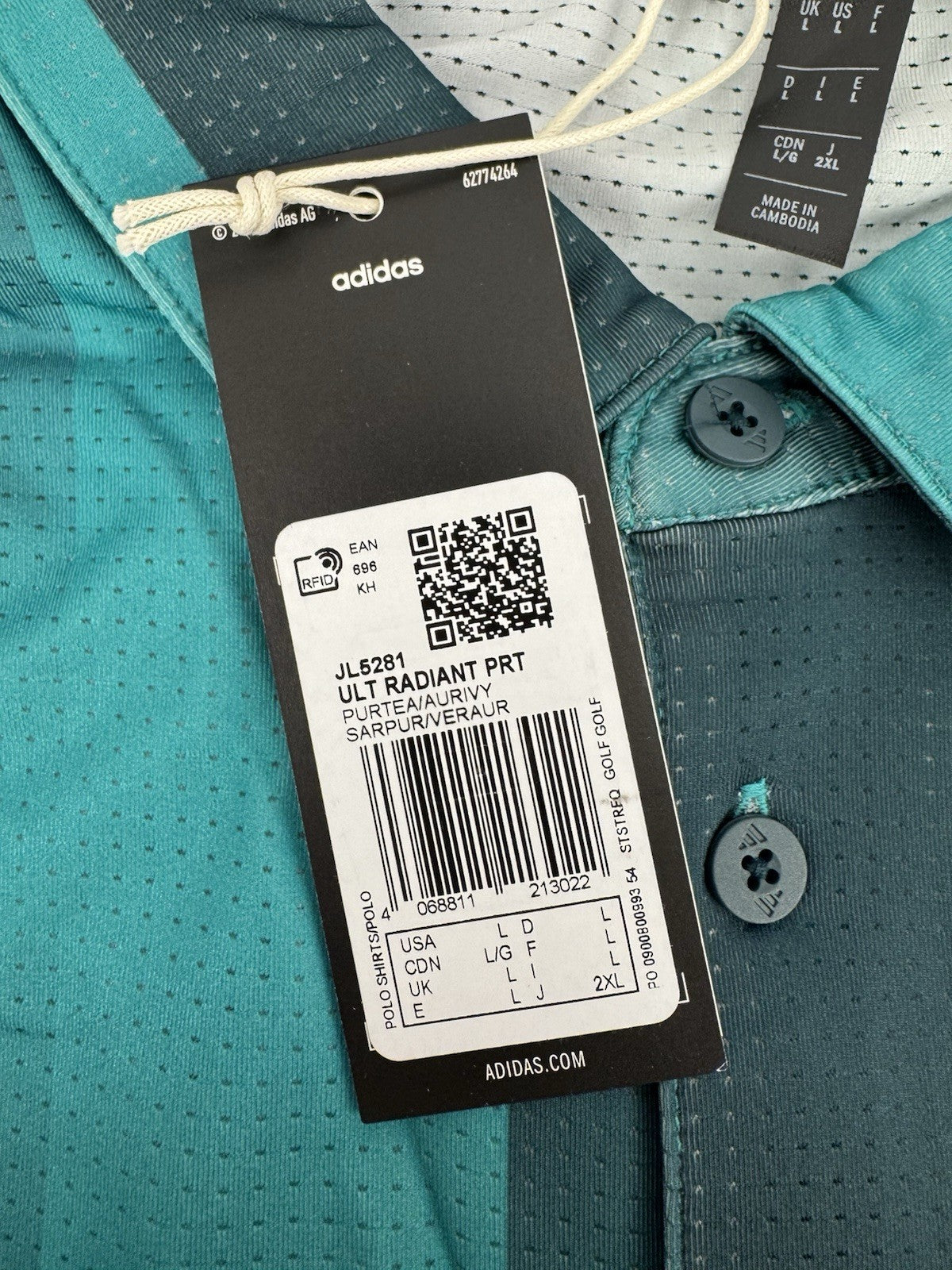 Adidas Men’s Ultimate365 Mesh Radiant Print Polo Shirt Size Large /327959