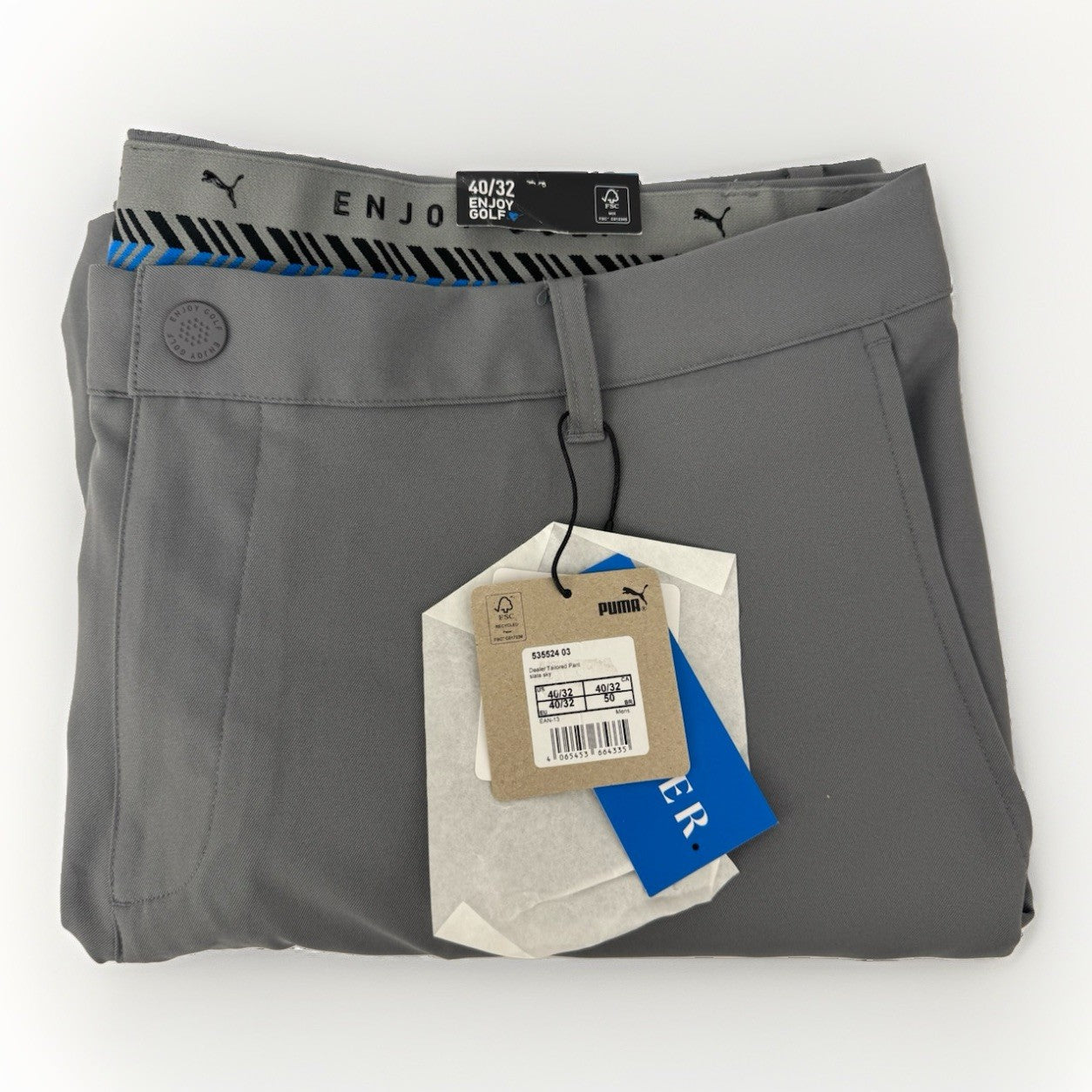 Puma Dealer Tailored Fit Golf Trousers Grey Mens Size 40/32 Slate Sky Golf/353910