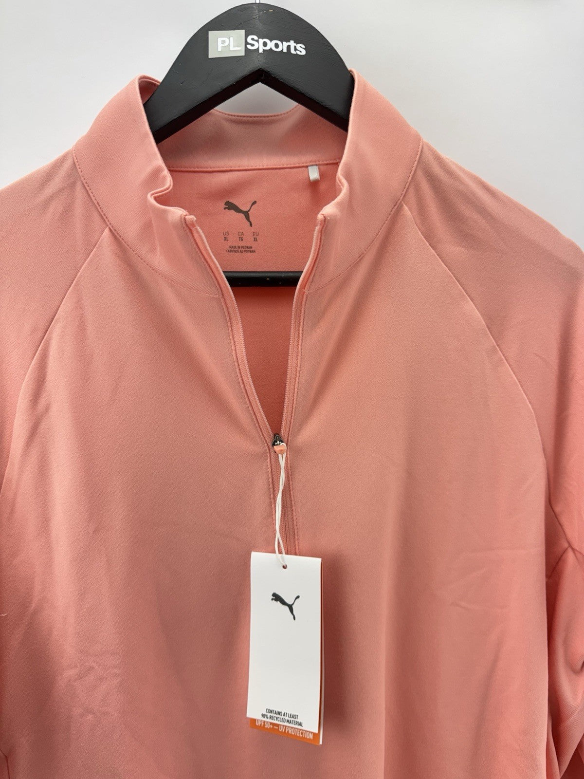 Puma Golf Womens Lightweight Pullover Pure 2.0 Peach 1/4 Zip UK XL/ 300851