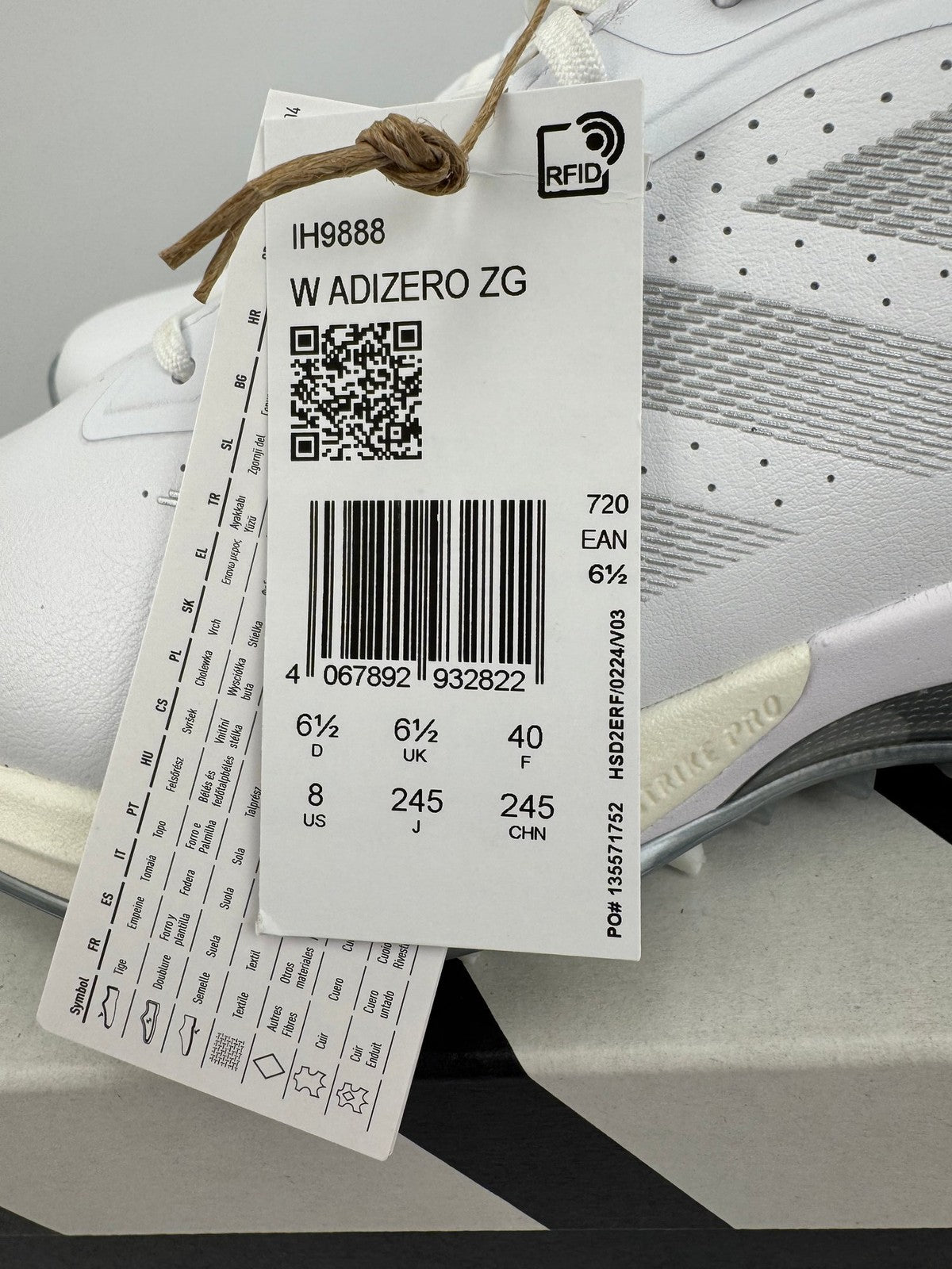 Adidas W Adizero ZG Golf Shoes Womens Size UK 6.5 White Lightweight/312453