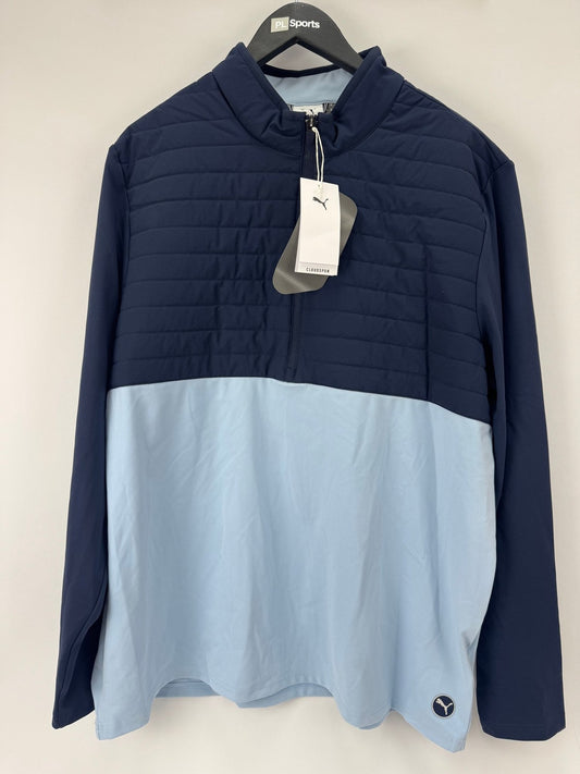 Puma Cloudspun Tech Hybrid Jacket Mens Small Deep Navy Light Blue Full Zip/354060
