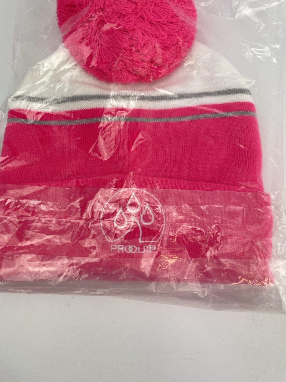 Proquip Golf Beanie Fleece Line Bobble /One Size /Pink /White /New /281062