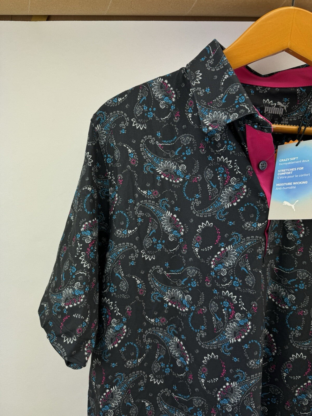 Puma Golf Mens Polo Shirt Cloudspun Paisley UK Medium /New /214102