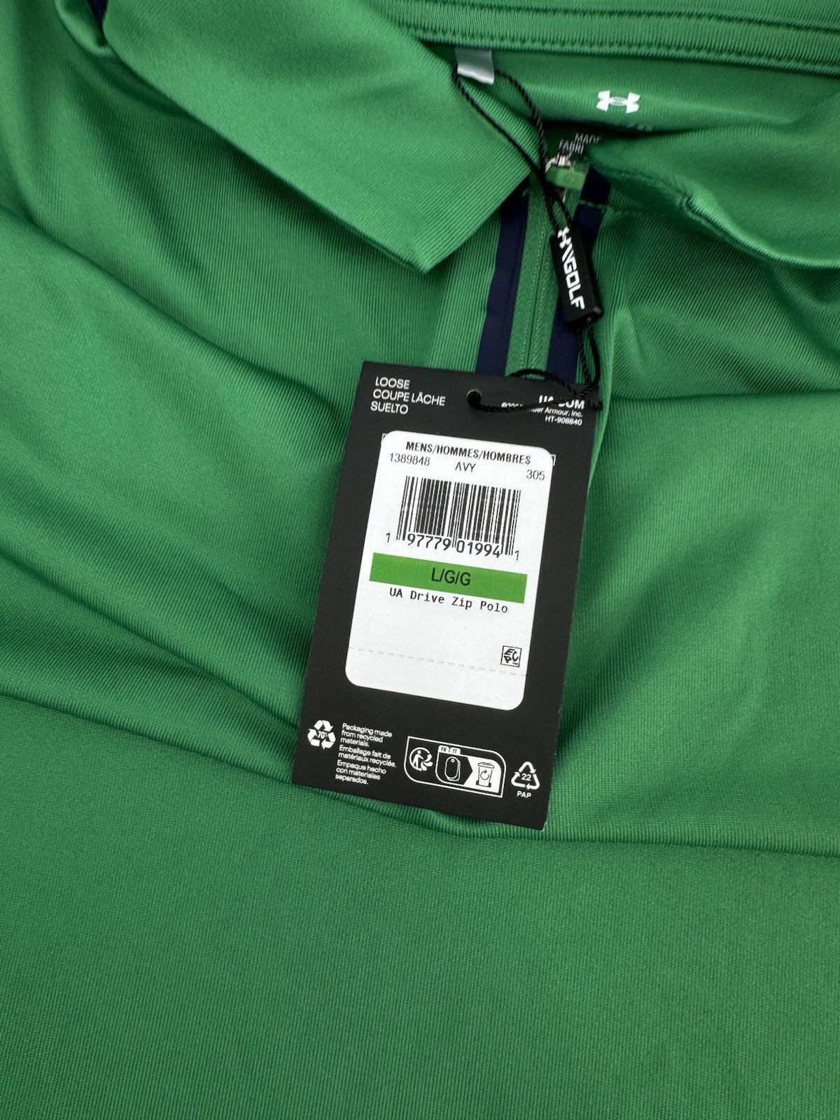 Under Armour Golf Drive Zip Polo Shirt Black UK Large /Green /New /286678