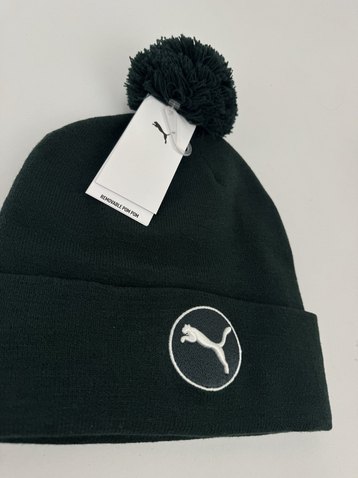 Puma WRMLBL Removable Pom Golf Beanie Green Terrain One Size/ 329983