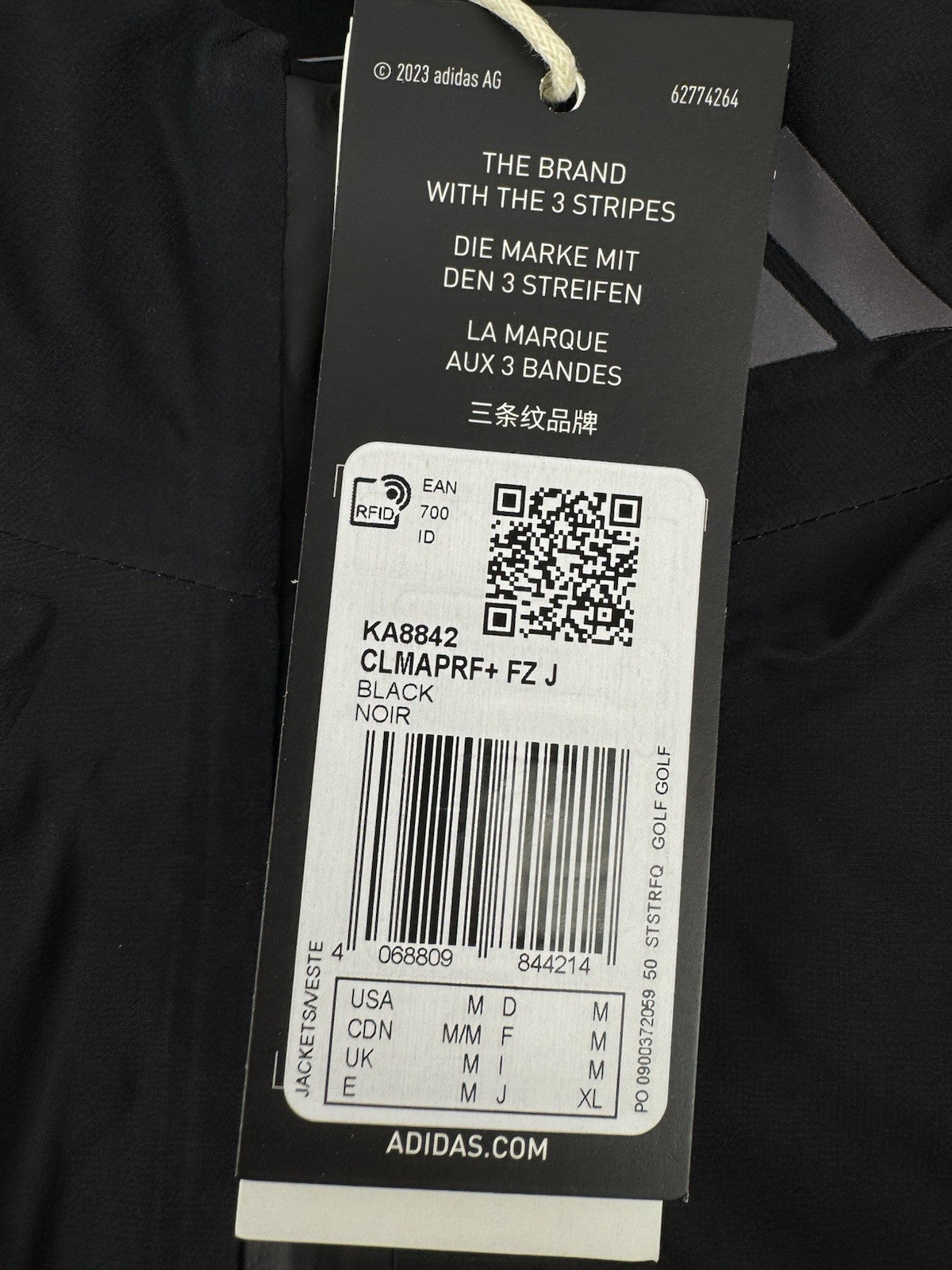 Adidas ClimaProof Black Golf Jacket Men's Medium Waterproof Lightweight/325179