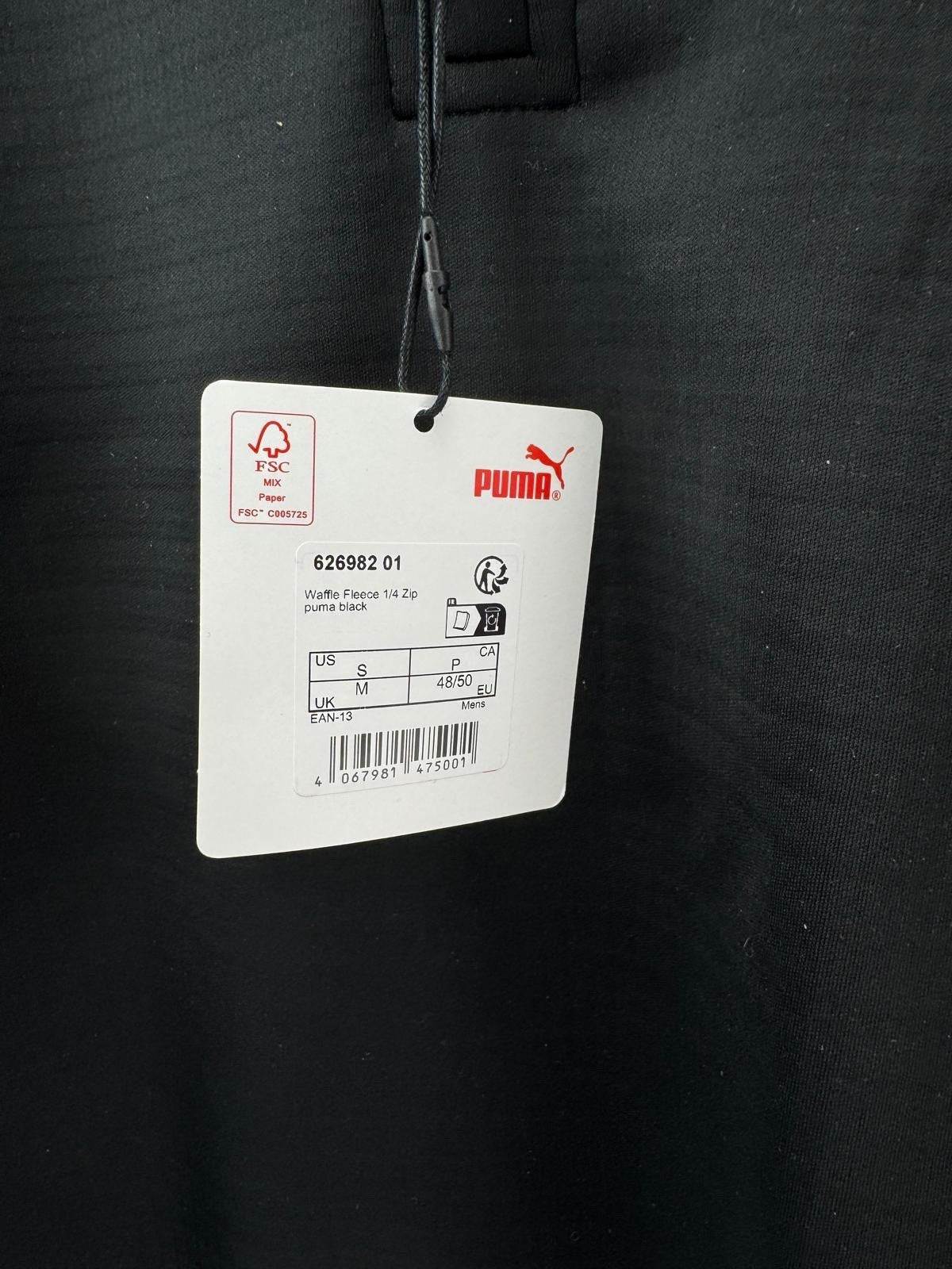 Puma Golf Mens Pullover Waffle Fleece 1/4 Zip UK Medium /Black /New / 306516