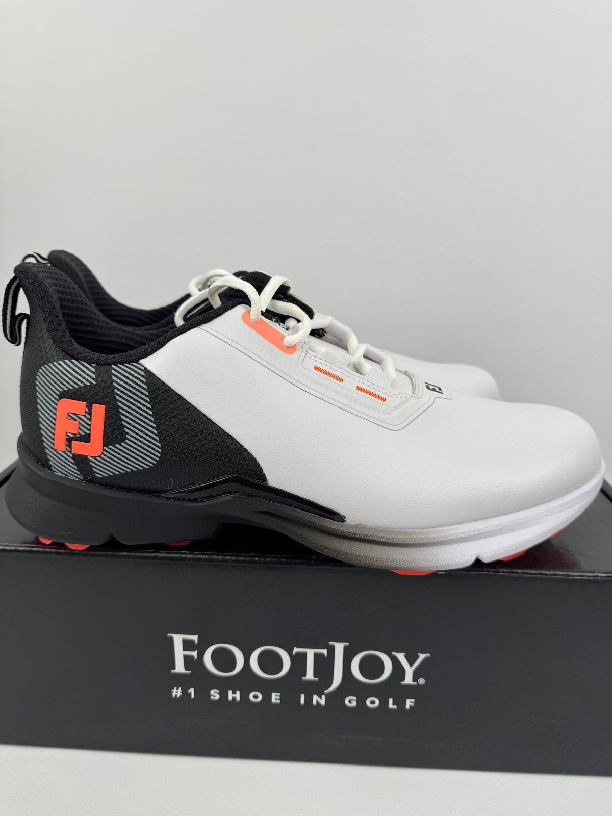 FootJoy Fuel Golf Shoes Men's UK 7.5 US White Black Orange/312605