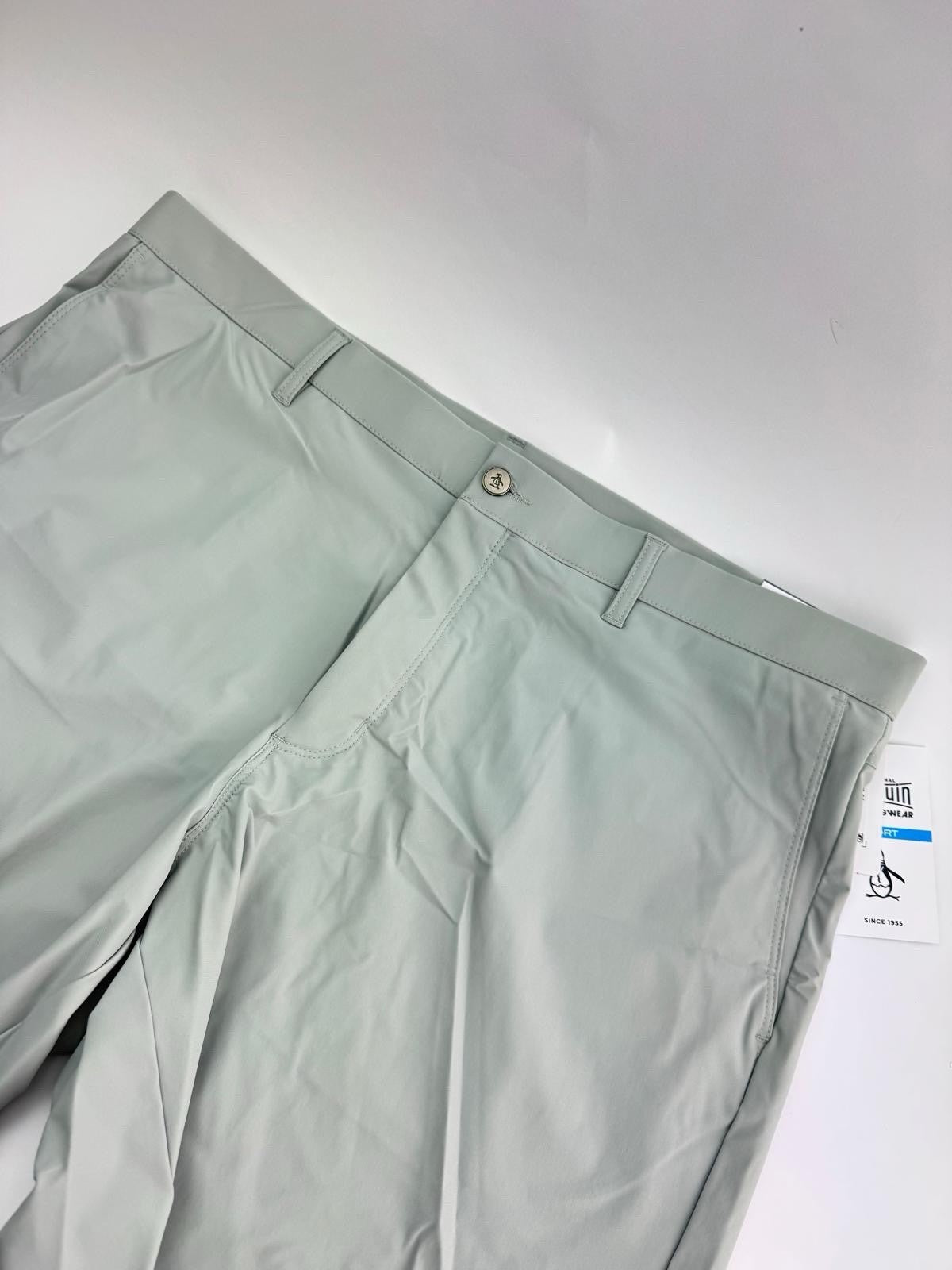 Men’s Original Penguin The Player 9” Golf Shorts Quarry Grey Size 38” New/306396