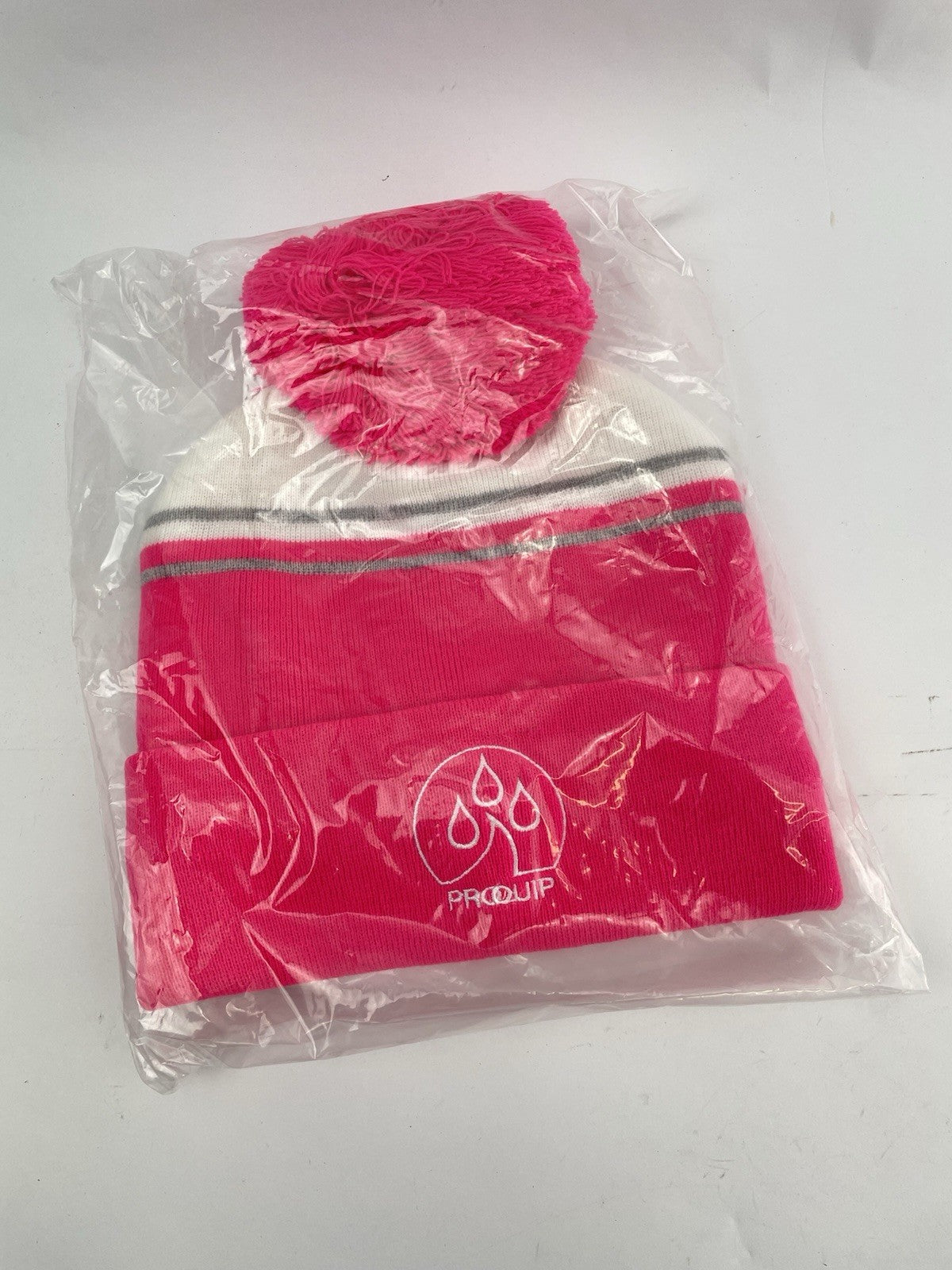 Proquip Golf Beanie Fleece Line Bobble /One Size /Pink /White /New /281480