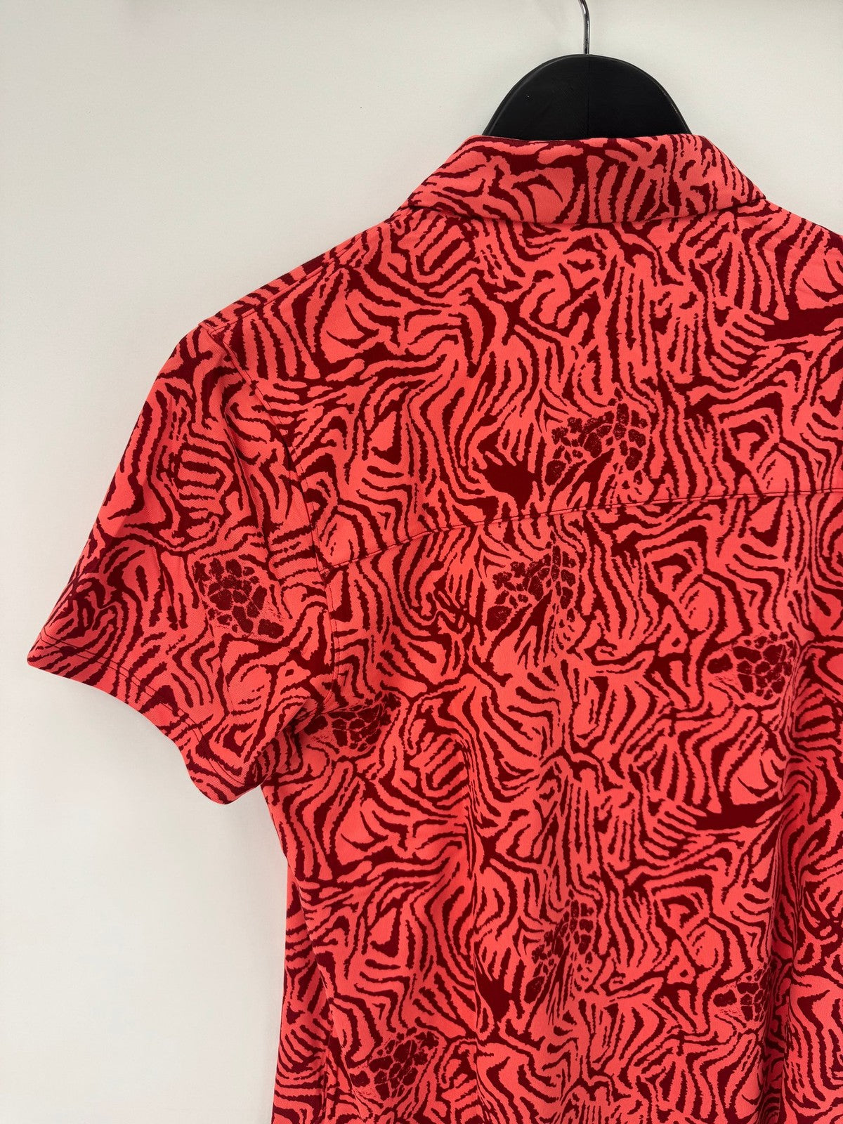 PUMA Women Cloudspun Zebra SS Polo Shirt Salmon Intense Red Size M Golf/352936