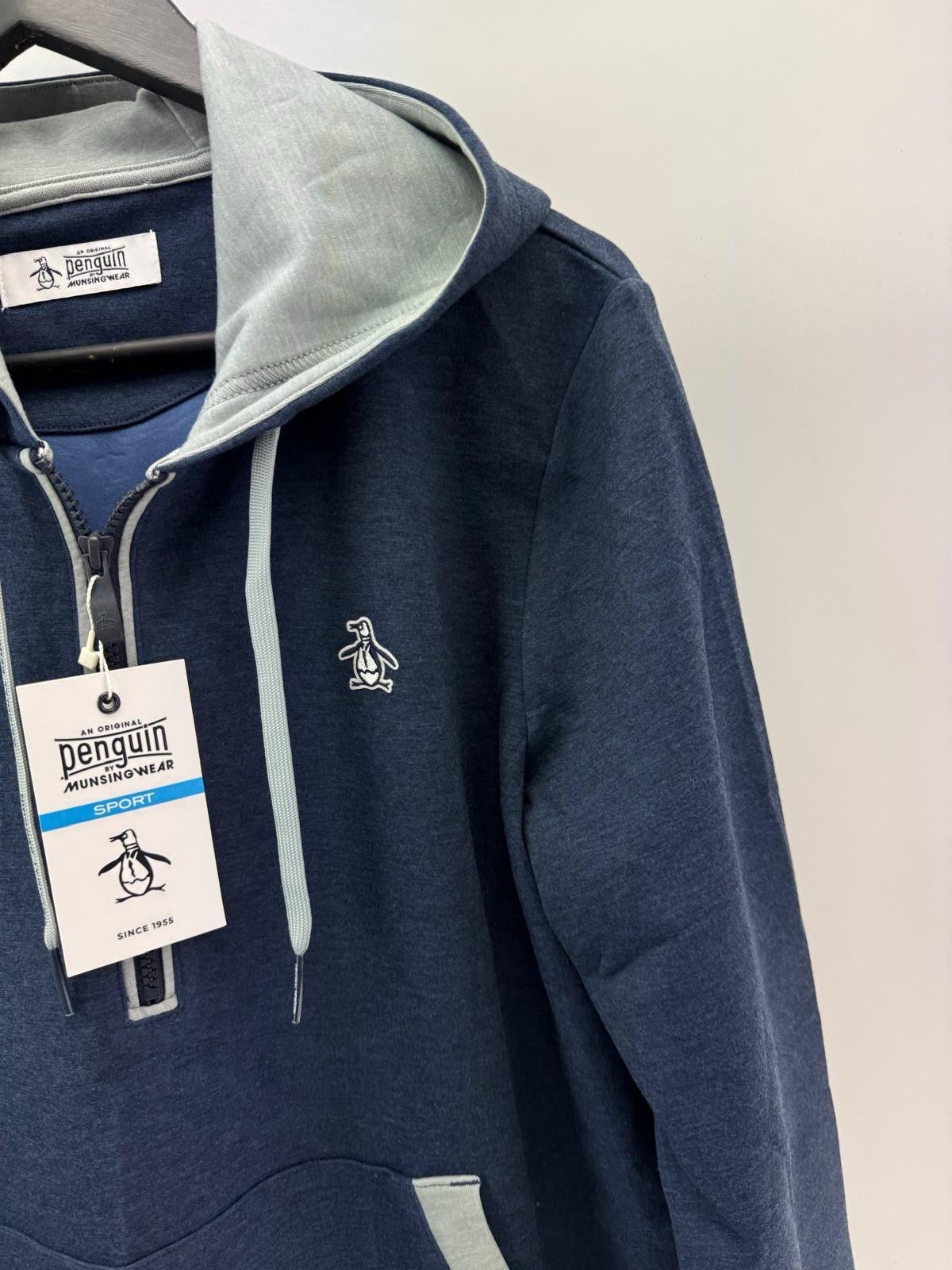 Original Penguin Golf Hoodie 1/4 Zip Earl Colour Block UK S /Navy /New /306444