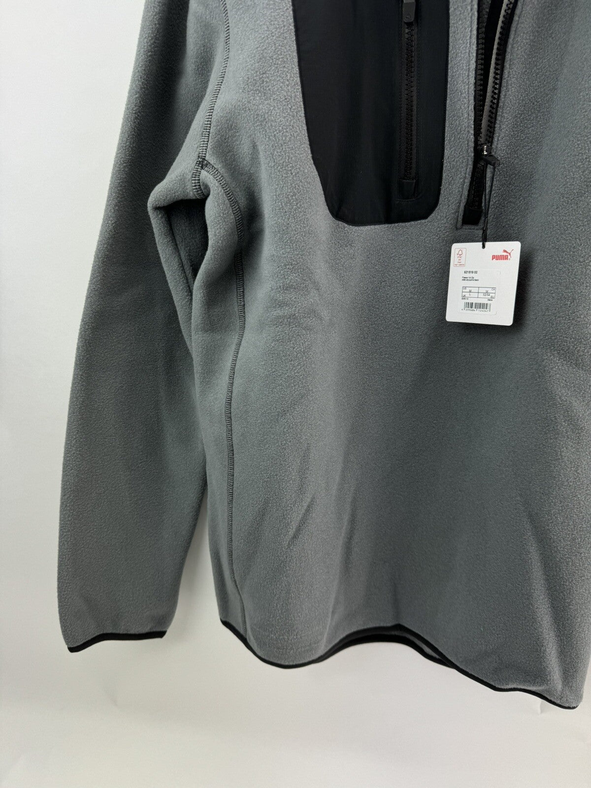 Puma Golf Fleece Pullover 1/4 Zip UK Large /Grey/Black /New /263351