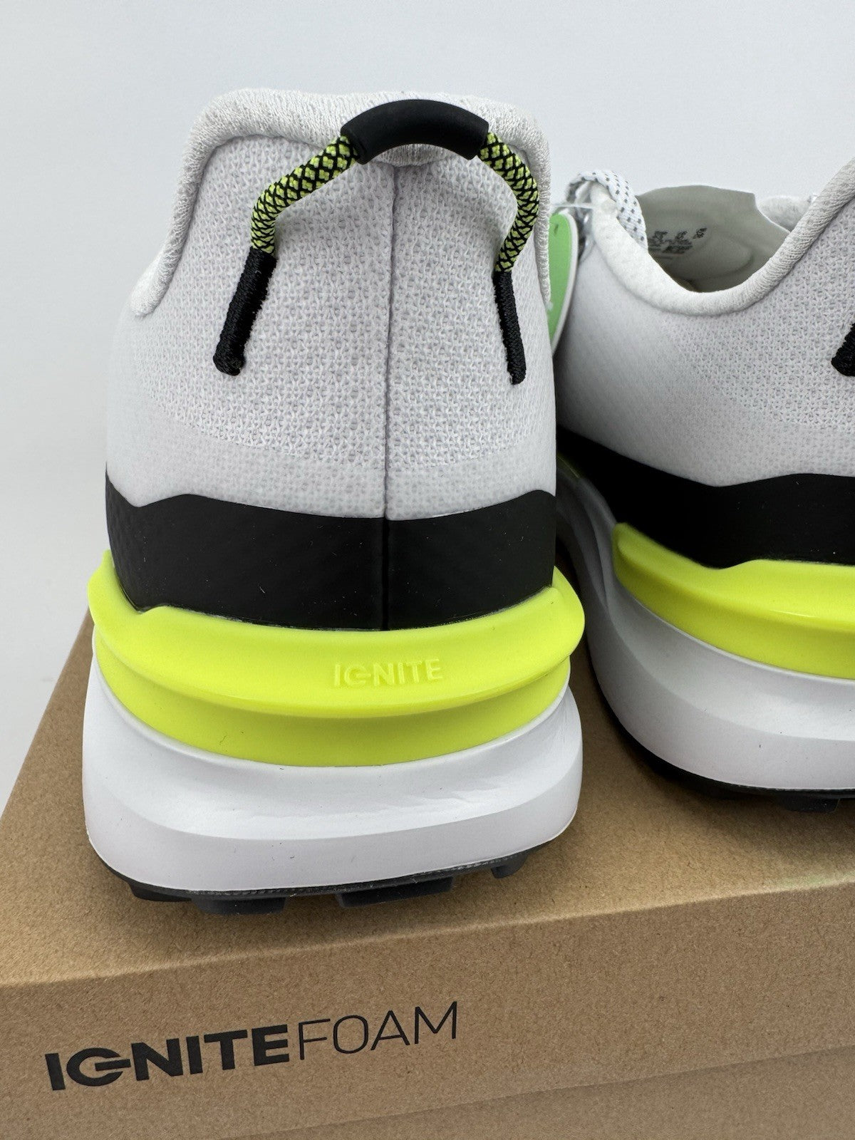 Puma IGNITE Elevate X Golf Shoes Mens Size UK 9 White Black Safety Yellow/318486