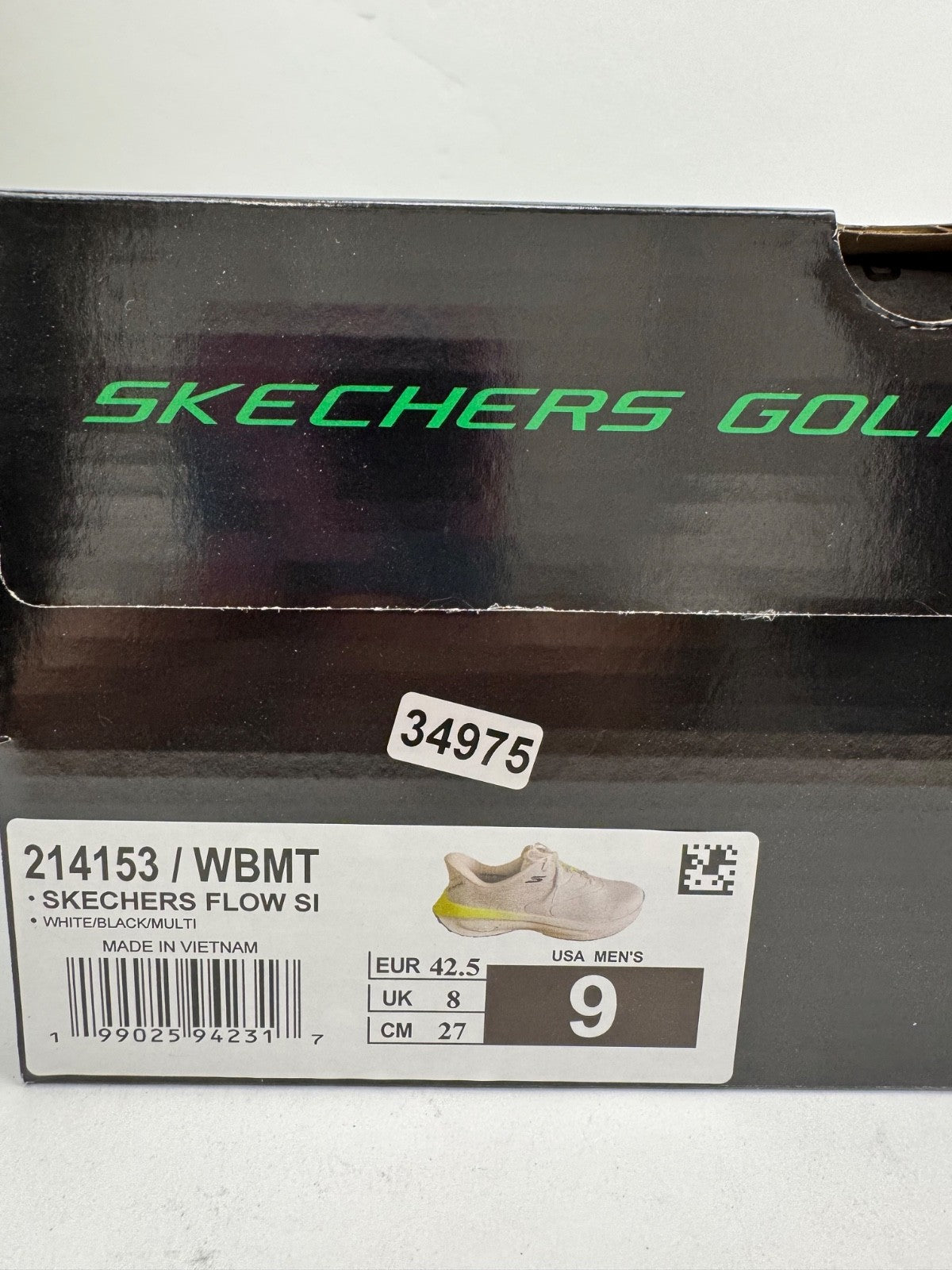 Skechers Flow Slip Ins Mens Golf Shoes UK 8 Waterproof White/Yellow/3497511