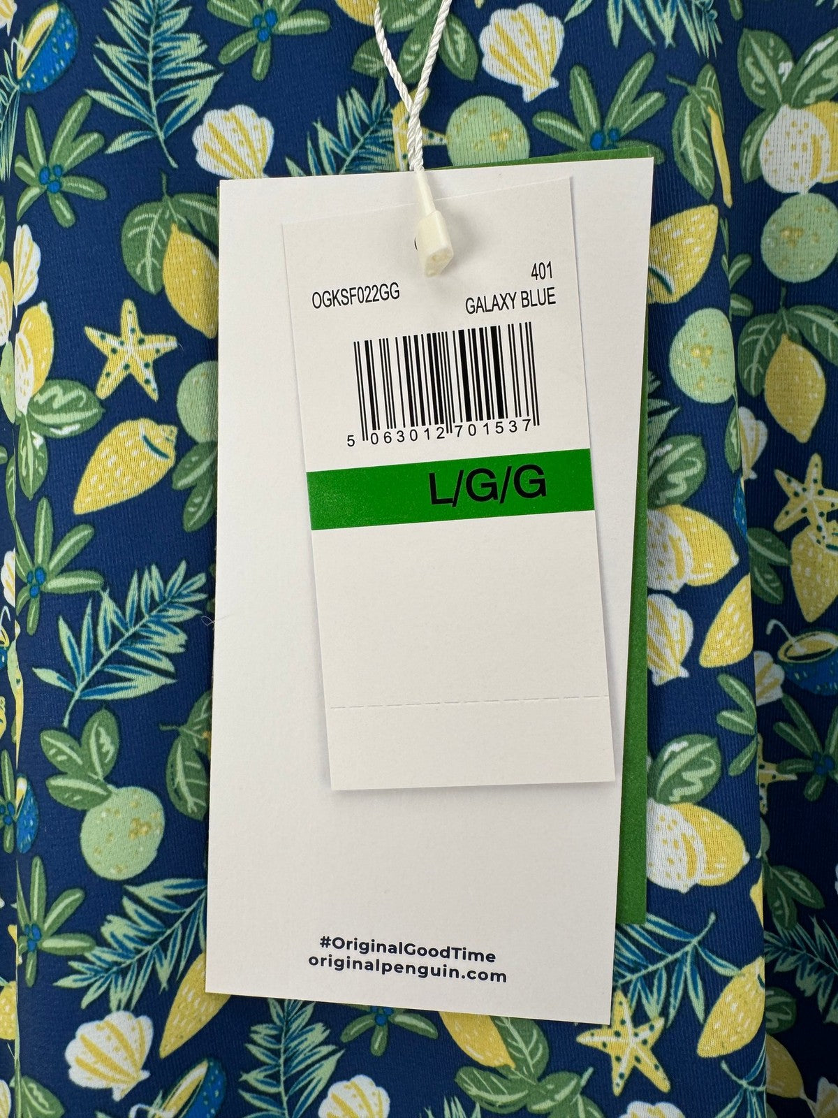 Original Penguin Galaxy Blue Short Sleeve Polo Mens Large Floral Pattern/352942