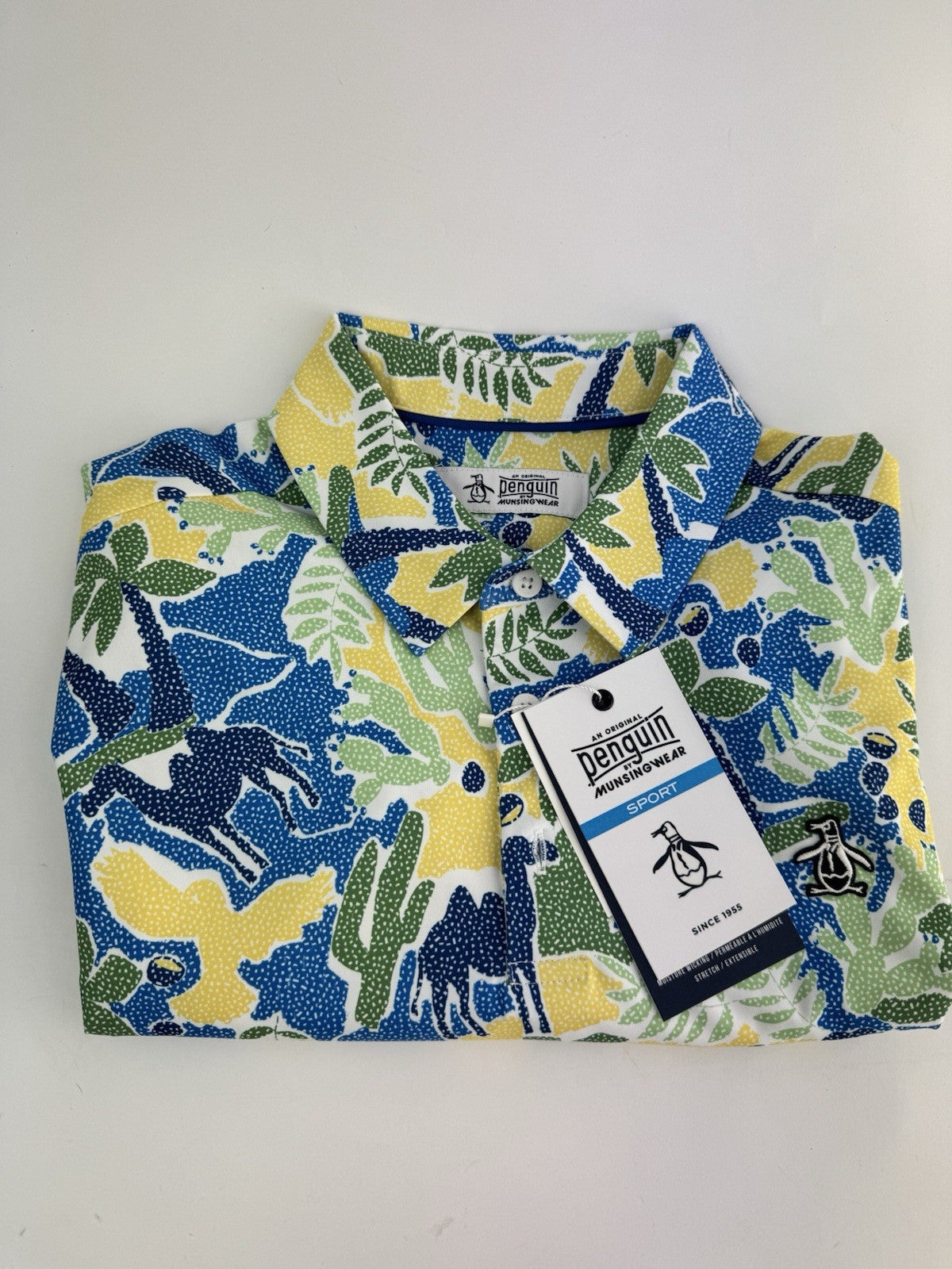 Men’s Original Penguin All Over Ibiza Print Golf Polo Shirt Size UK Small/ 311330