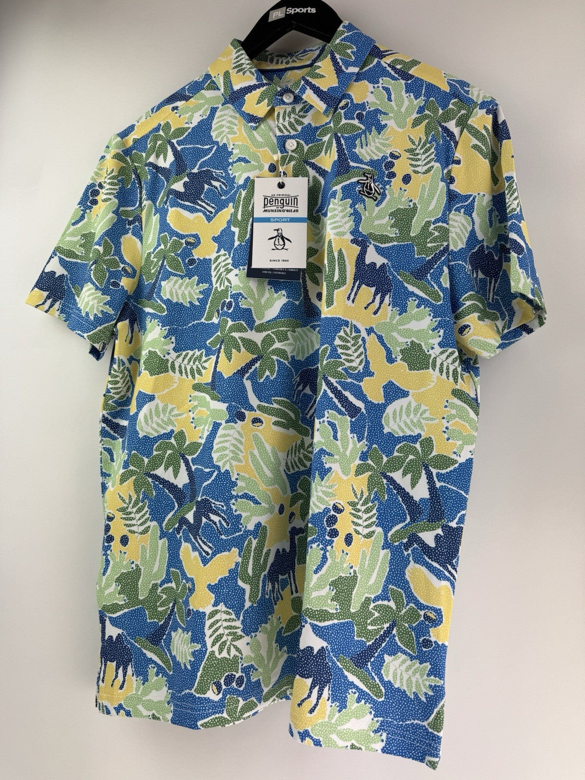 Men’s Original Penguin All Over Ibiza Print Golf Polo Shirt Size UK Small/ 311338