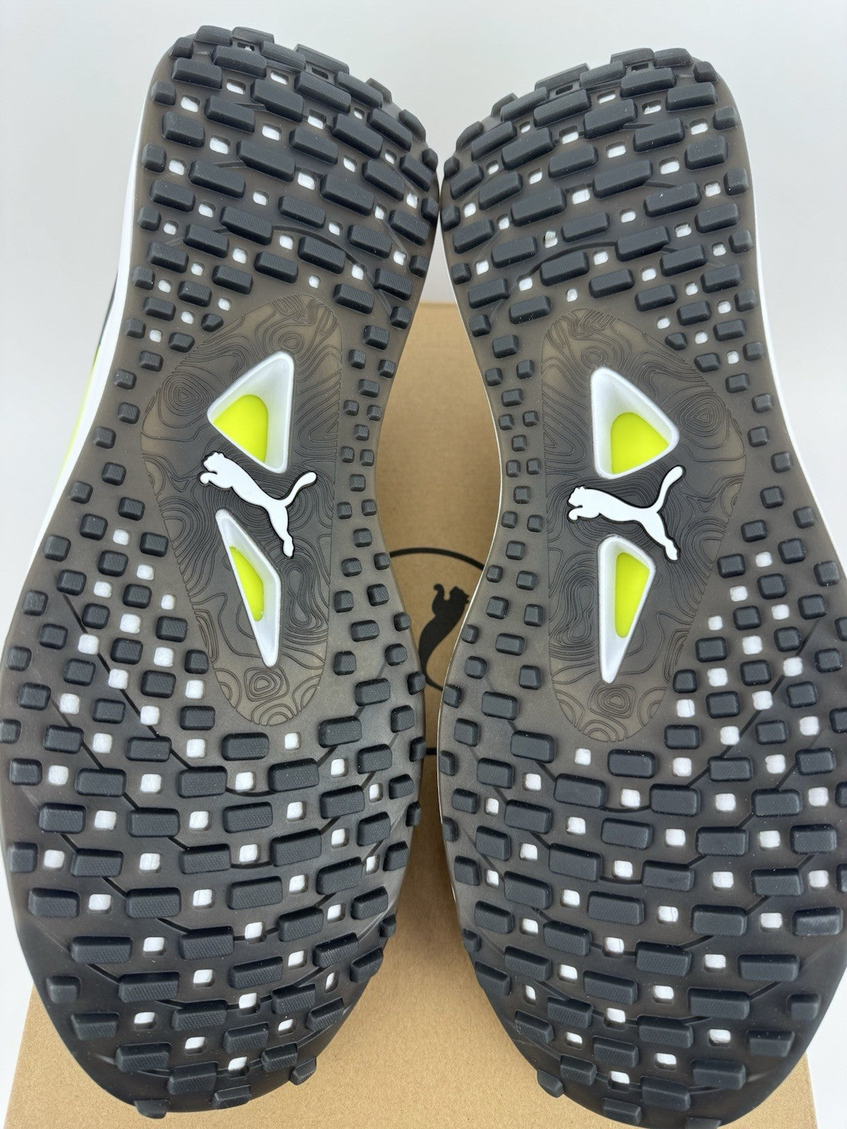 Puma IGNITE Elevate X Golf Shoes Mens Size UK 8 White Black Safety Yellow/321558