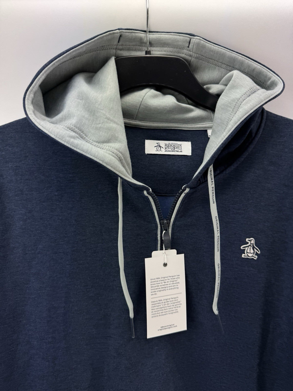 Original Penguin Golf Hoodie 1/4 Zip Earl Colour Block UK XL /Navy /New /252183