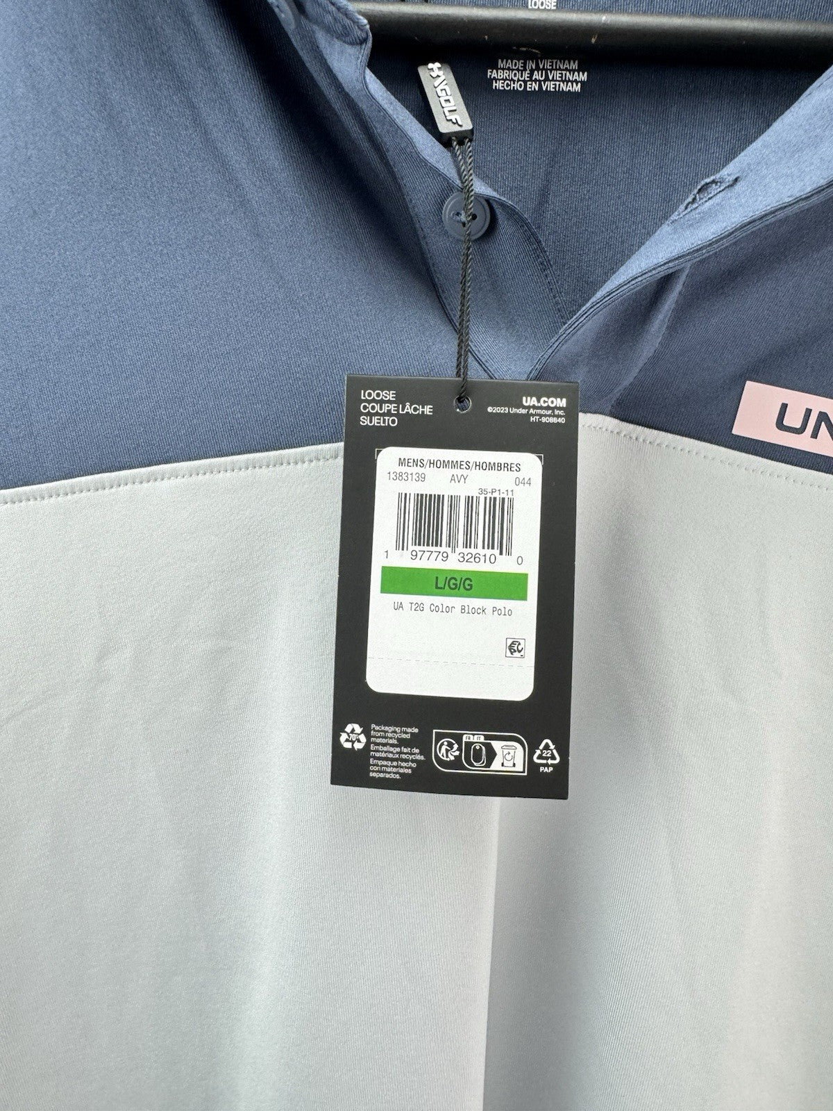 Under Armour Golf Polo T2G Colour Block Mens UK Large /New /285096