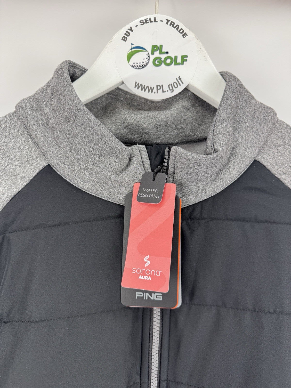 PING Sorona Aura Aiden Mens Golf Jacket Size Medium Water Res Grey Black/ 313415