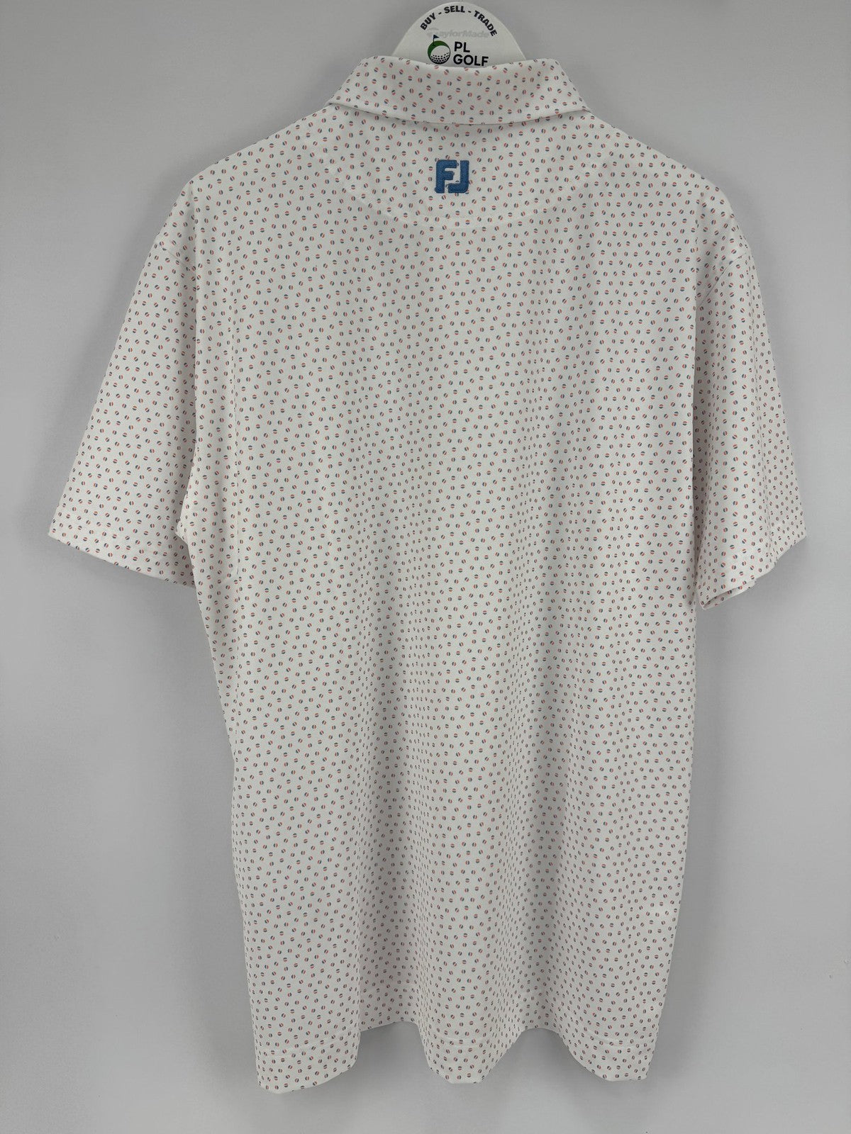 FootJoy Bounce Print Pique Mens Golf Polo Shirt Size 2XL White Orange Blue/3304610