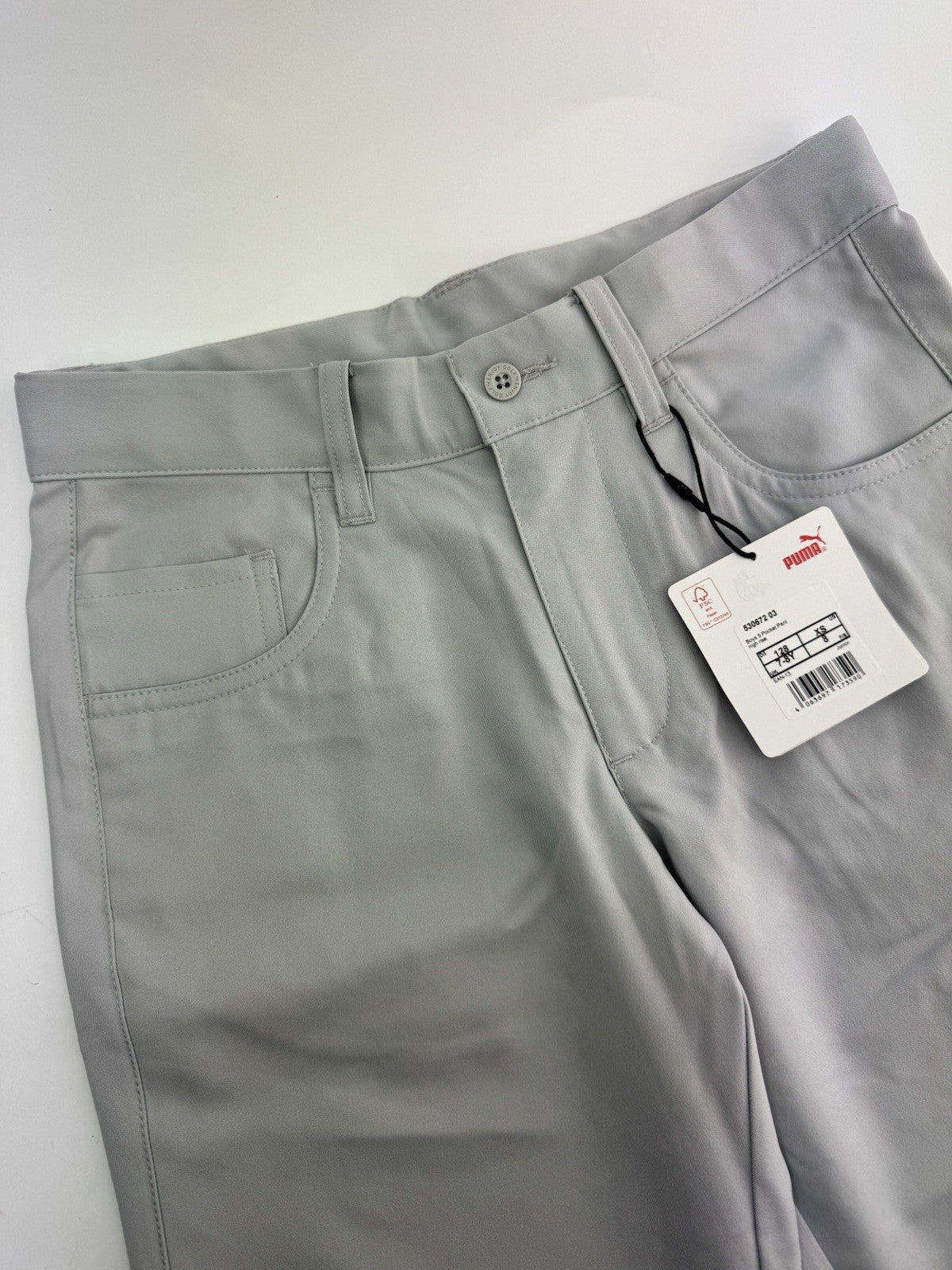 Puma Boys Junior 5 Pocket Golf Pant High Rise Trousers Grey Size 7-8yrs/ 309785