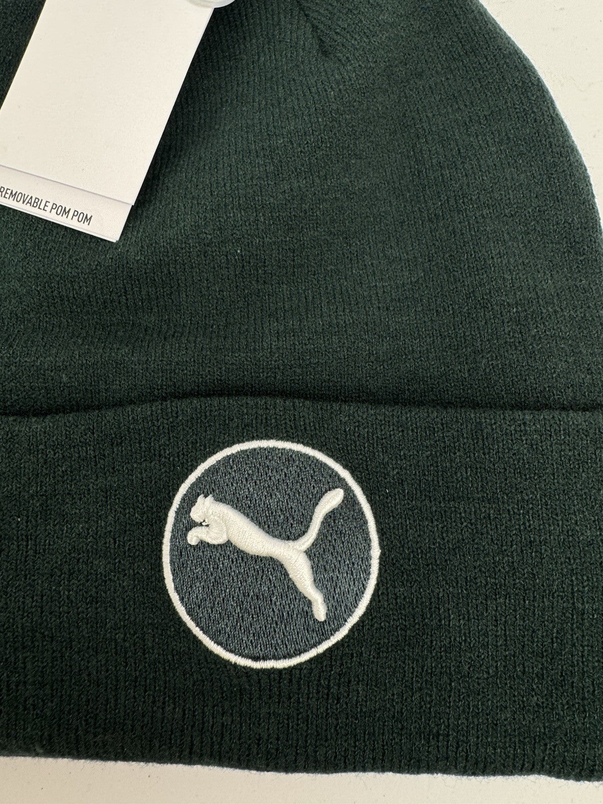 Puma WRMLBL Removable Pom Golf Beanie Green Terrain One Size/ 329982