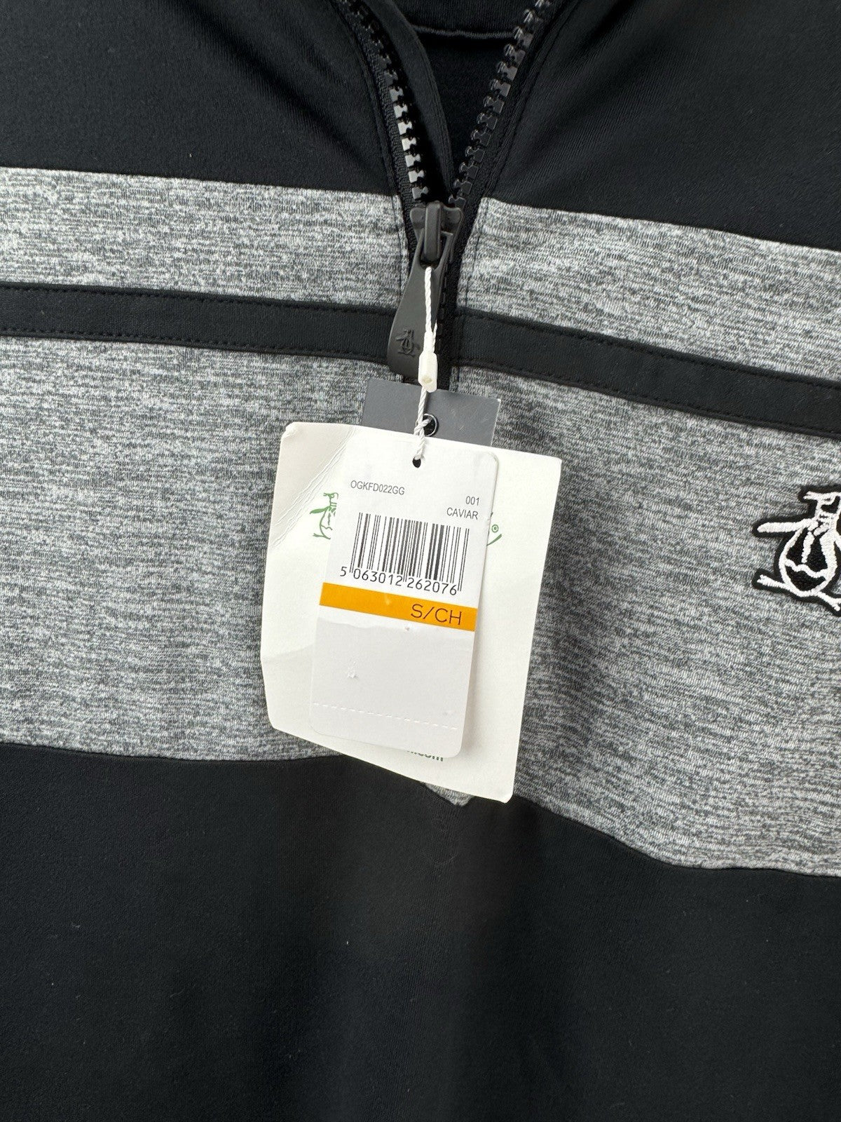 Original Penguin Pullover Colour Block 1/4 Zip UK Small /Black /New /252587
