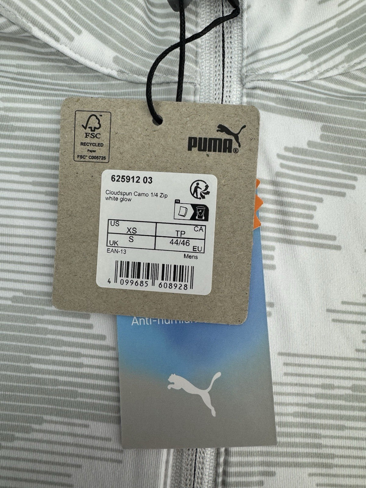 Puma Golf 1/4 Zip Cloudspun Pullover Camo Mens UK Small /White Glow /New /3080912