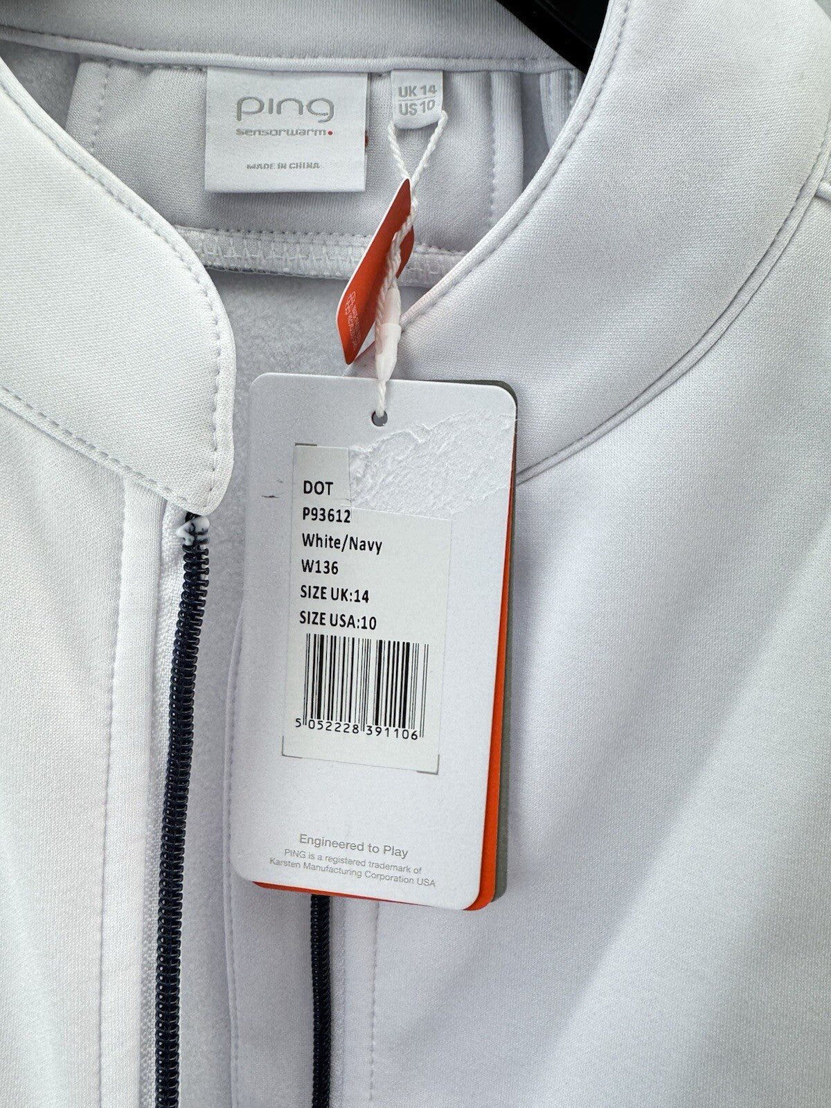 Ping Ladies Golf Gilet Dot Water Resistant UK  14 /Sensorwarm /White /New /223638