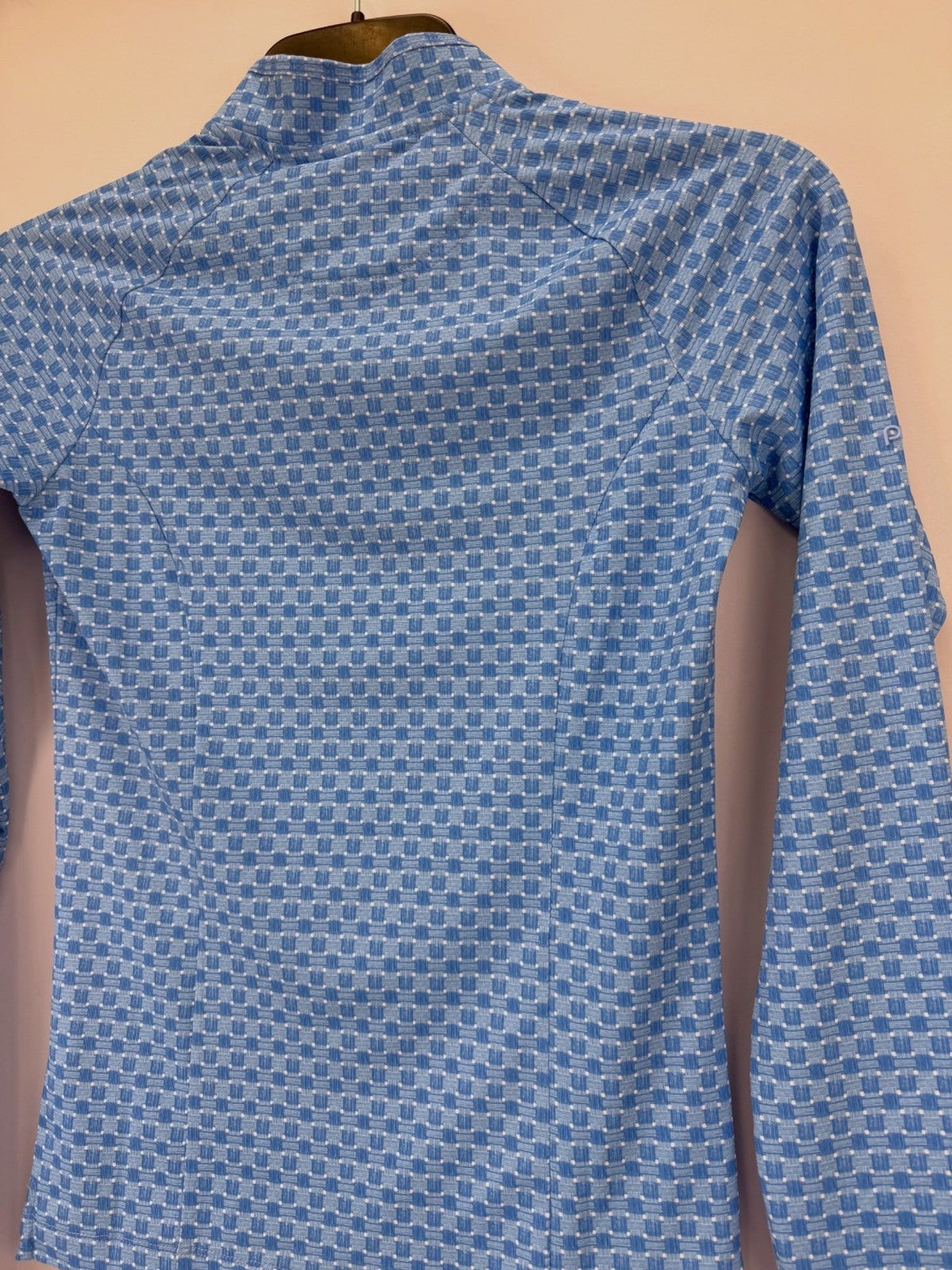 Ping Arwen Azure Geo Golf Top Women's Size UK 8 Light Blue Long Sleeve/373796