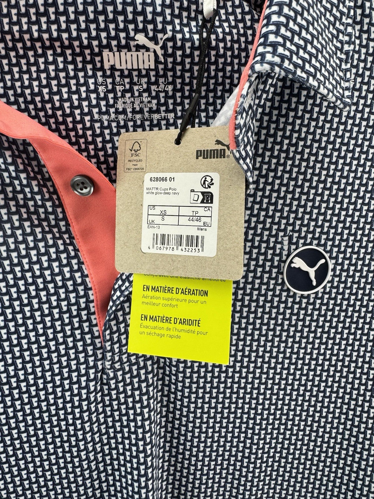 Puma Golf Mens Polo Shirt Mattr Cups UK Men’s Small /Navy /New /214855