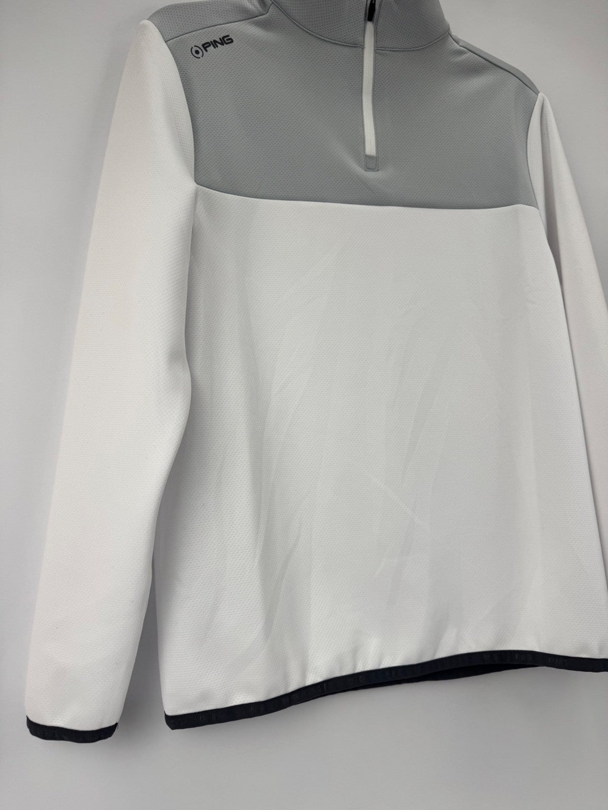 PING Kinver 1/4 Zip Pullover Sweatshirt Men's Large White Pearl Grey/372275