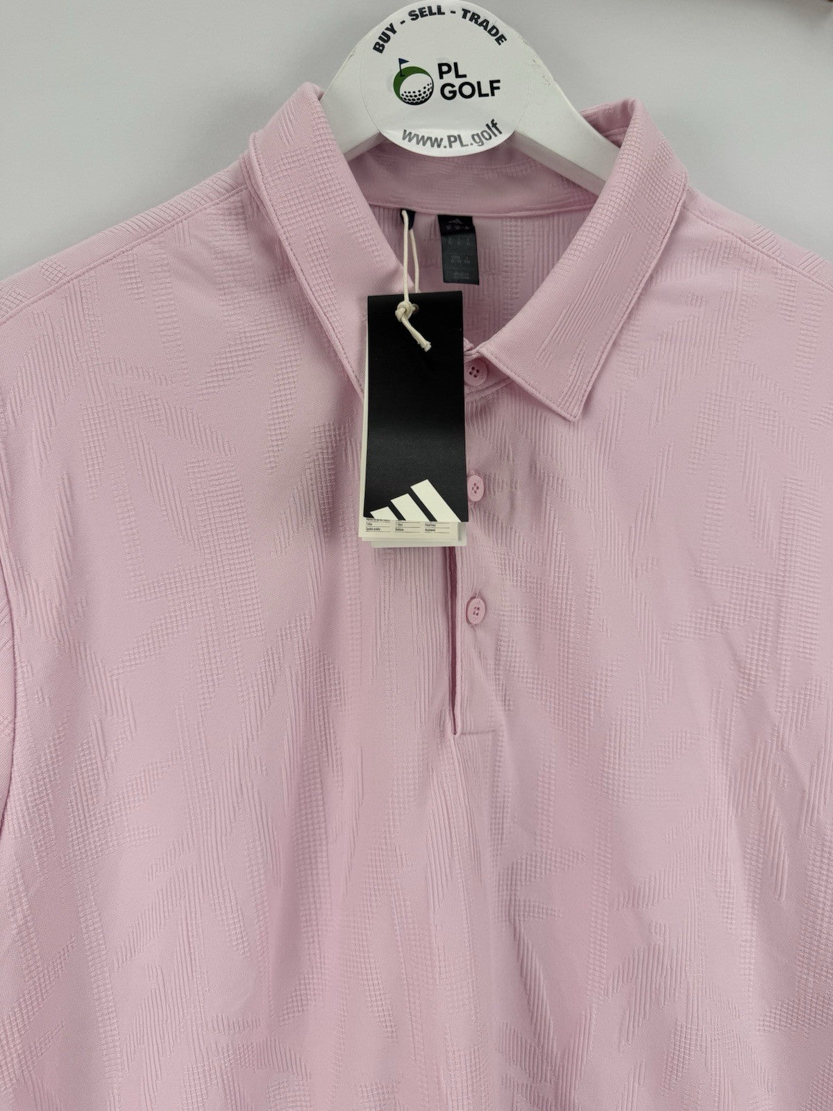 Adidas Go-To Textured Golf Polo Men's Size Large Clear Pink Short Sleeve/329384