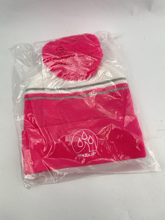 Proquip Golf Beanie Fleece Line Bobble /One Size /Pink /White /New /282390