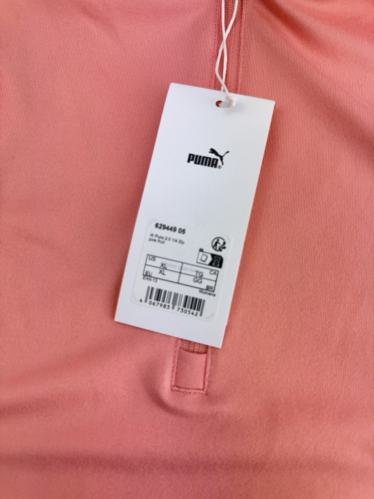 Puma Golf Womens Lightweight Pullover Pure 2.0 Peach 1/4 Zip UK XL/ 300855
