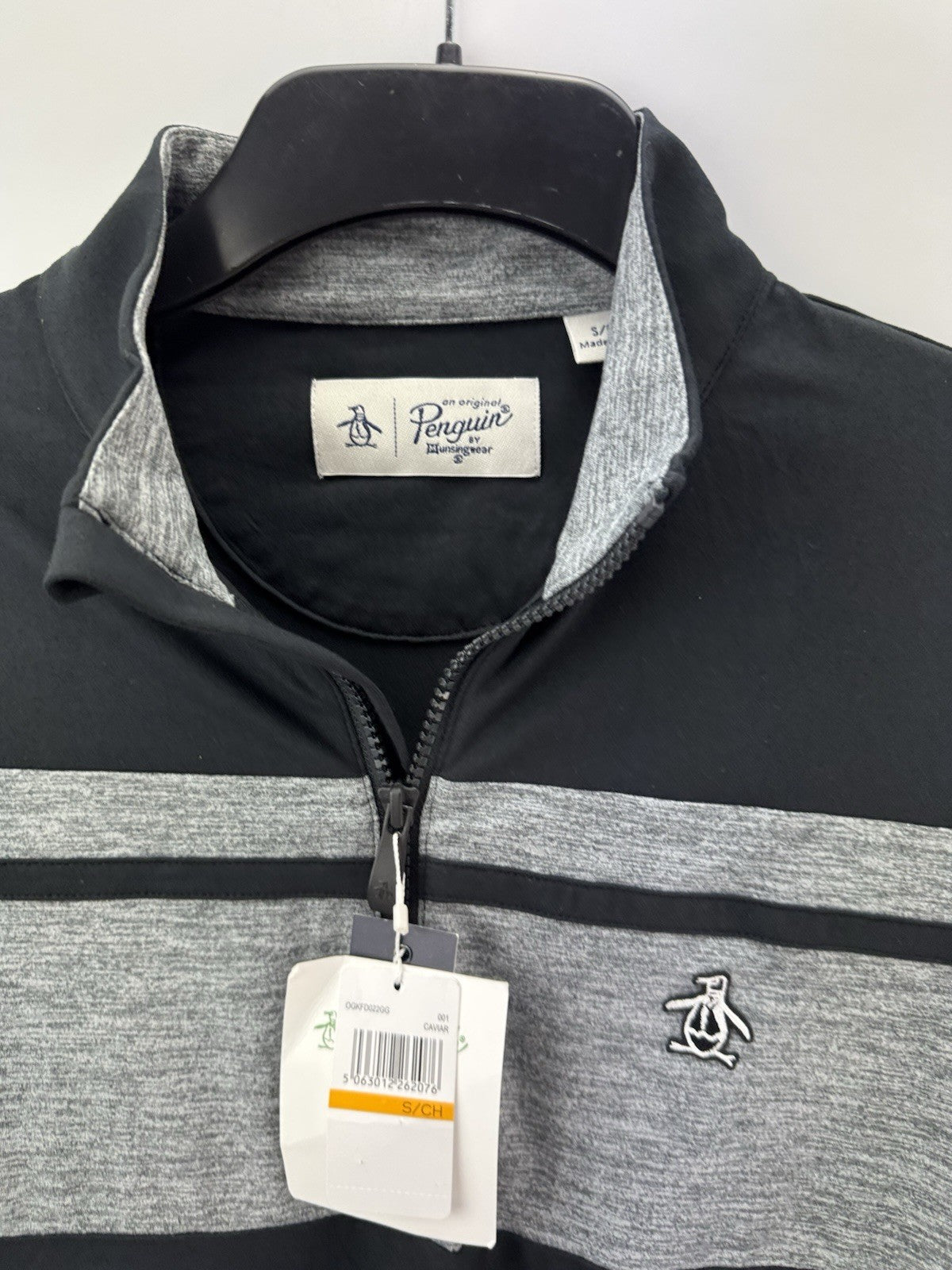 Original Penguin Pullover Colour Block 1/4 Zip UK Small /Black /New /252588