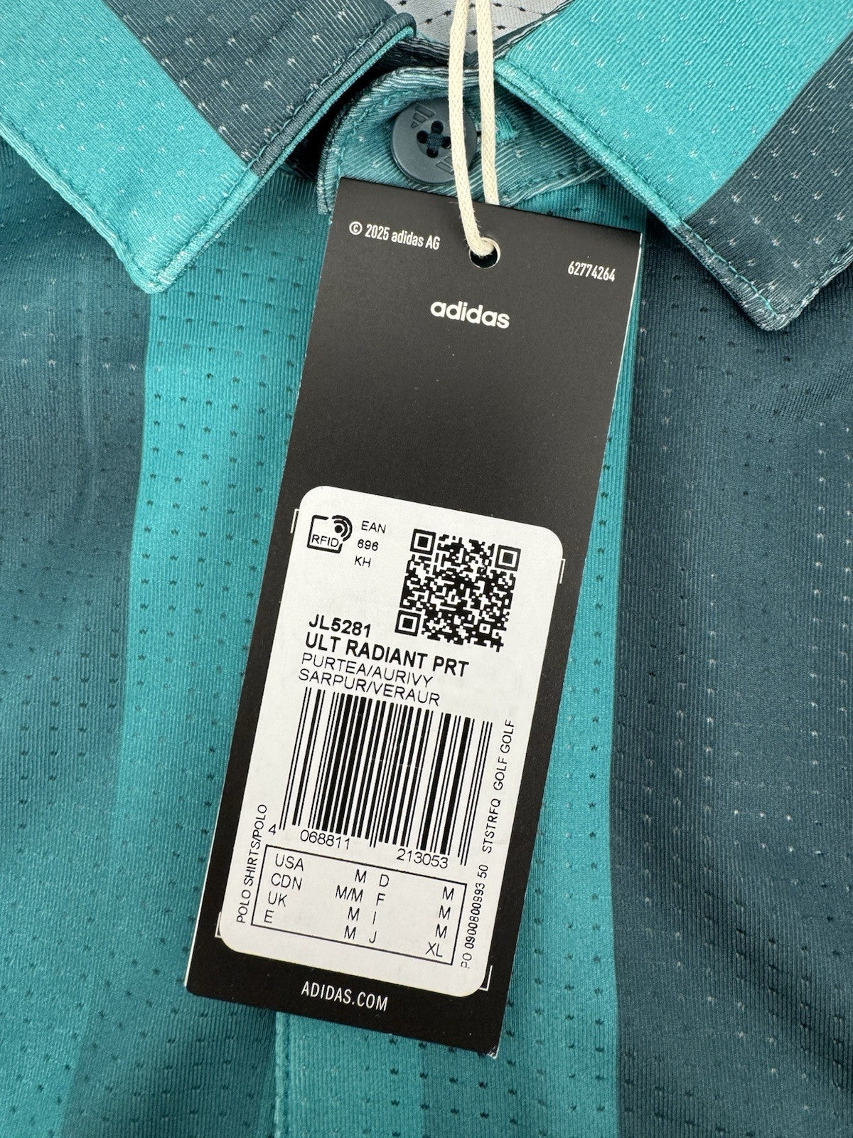 Adidas Men’s Ultimate365 Mesh Radiant Print Polo Shirt Size Medium /3279210