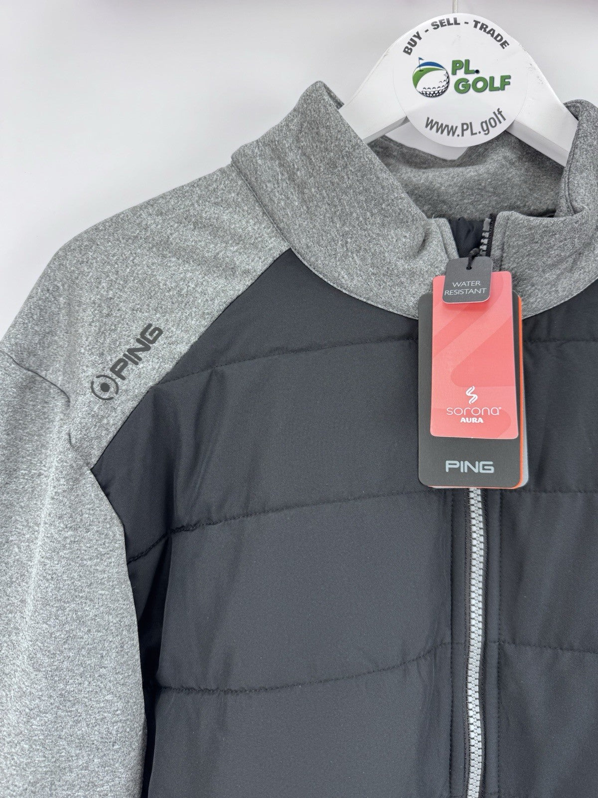 PING Sorona Aura Aiden Men's Golf Jacket Size Large Water Resistant Grey/313421