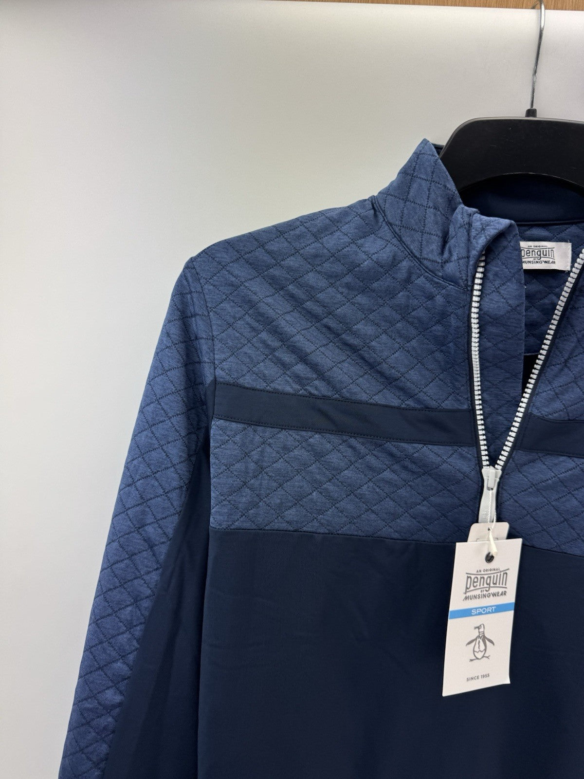 Original Penguin Pullover Heritage Block 1/4 Zip UK Small /Navy /New /252162