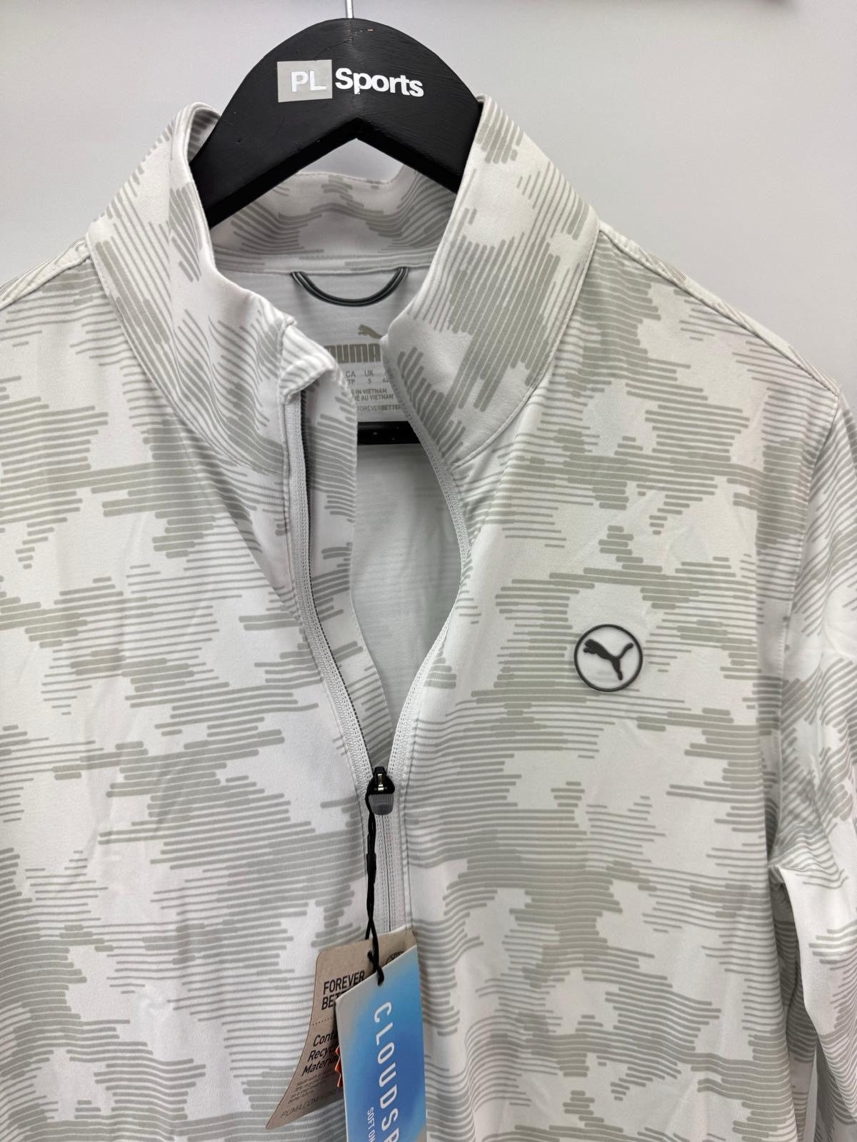 Puma Golf 1/4 Zip Cloudspun Pullover Camo Mens UK Small /White Glow /New /307693