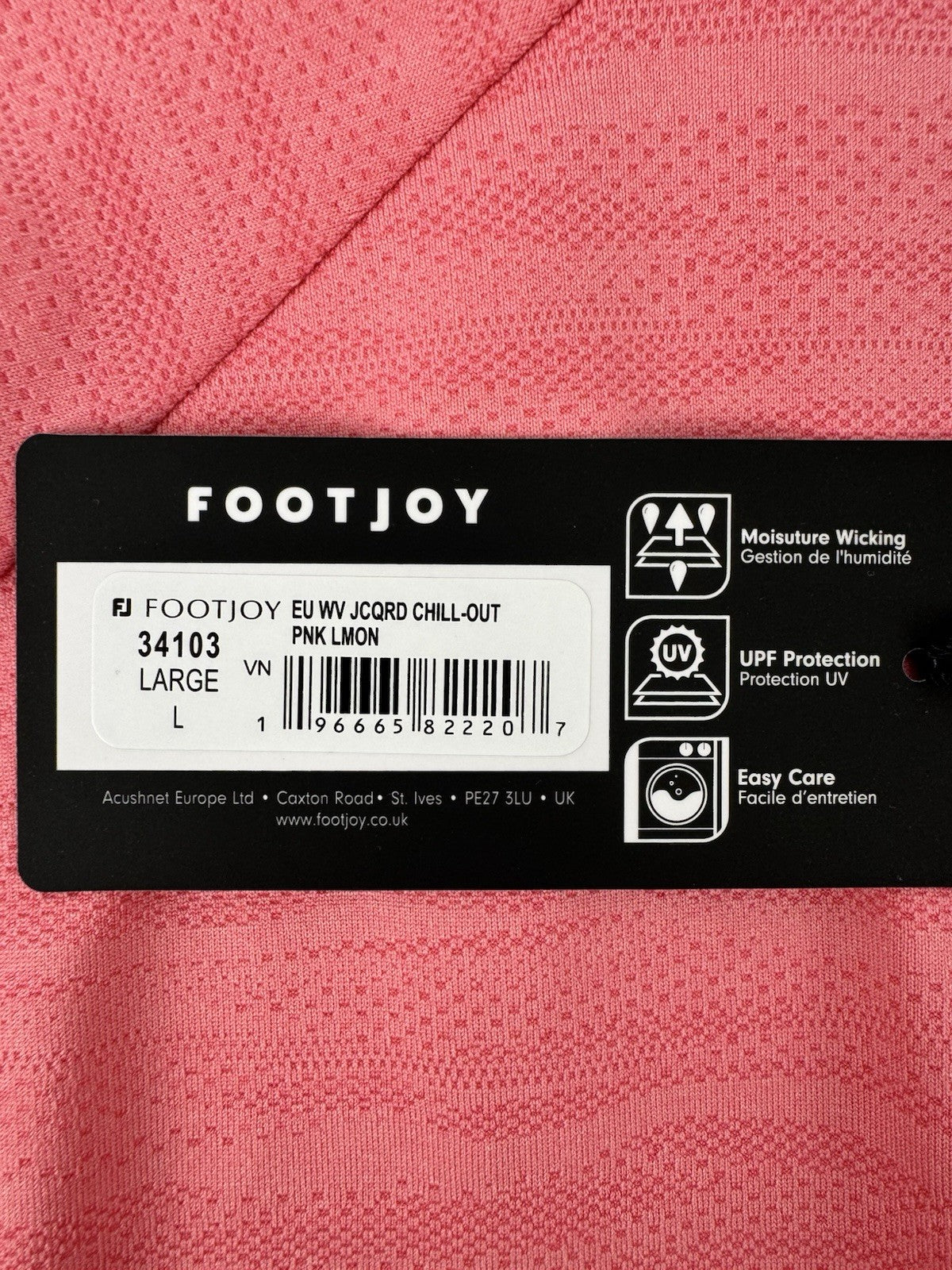 FootJoy Golf Wave Jacquard Chill-Out Zip Pullover Men's Size Large Pink/3343611