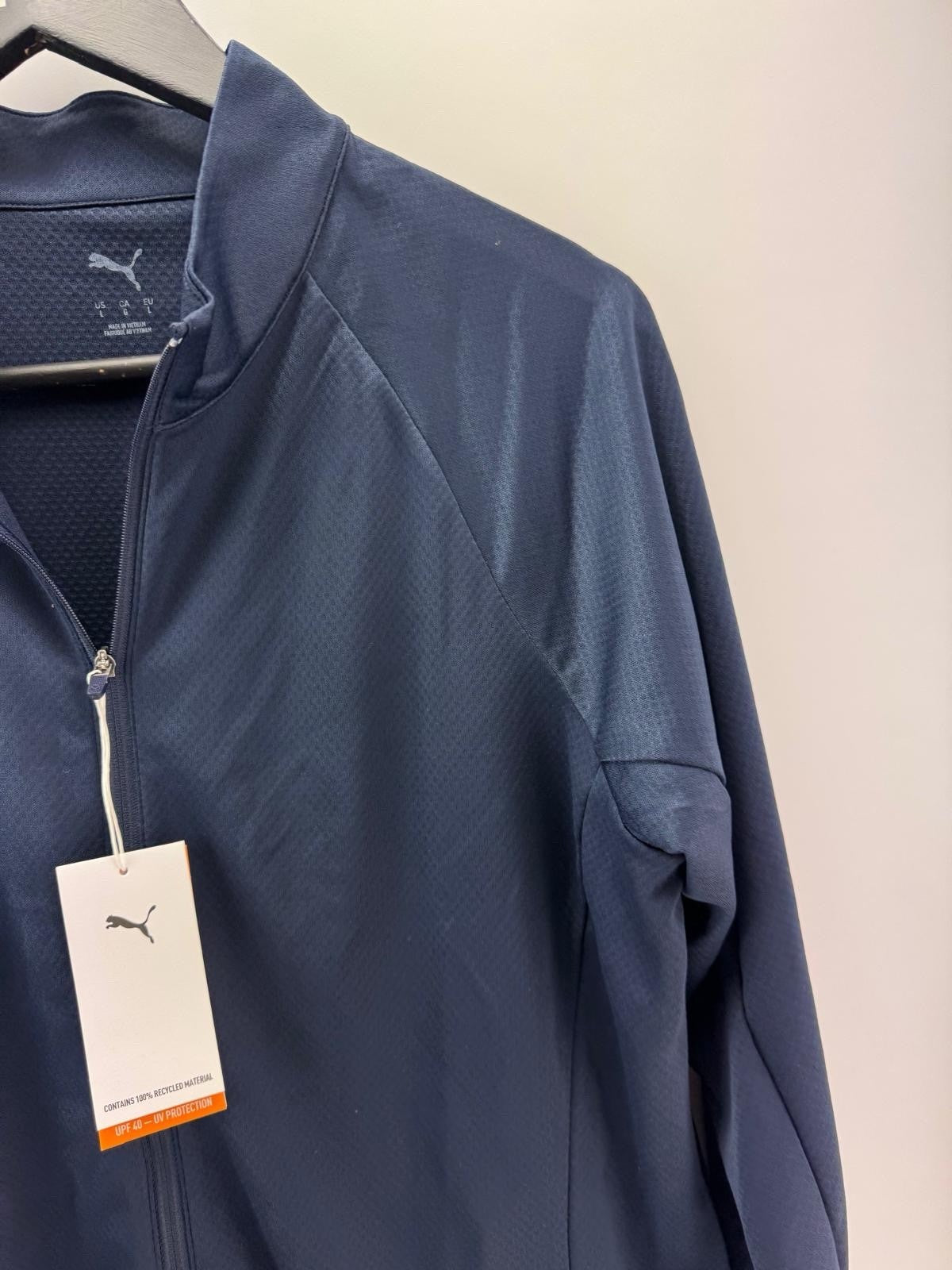 Womens Puma Lightweight Full Zip Knitted Golf Jacket Deep Navy Size L/ 300804