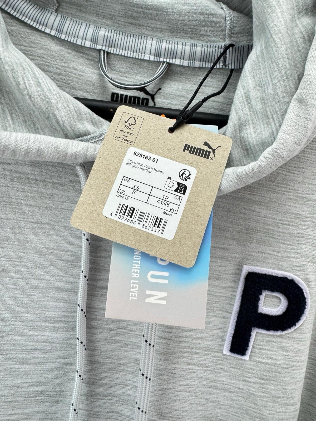 Puma Golf Hoodie Cloudspun Patch Mens UK Small /Grey /New / 307686