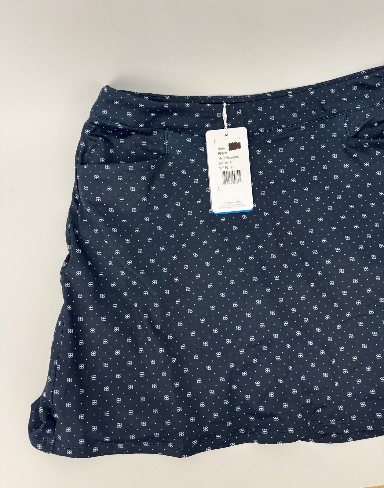 Ping Harlie Skort Women's UK Size 8 Blue Micro Monogram Golf Activewear/353985