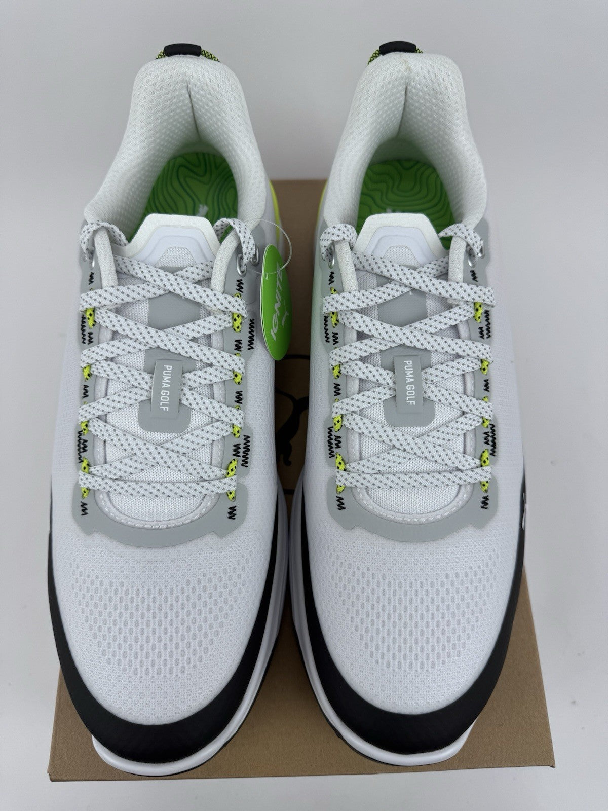 Puma IGNITE Elevate X Golf Shoes Mens Size UK 9 White Black Safety Yellow/318493